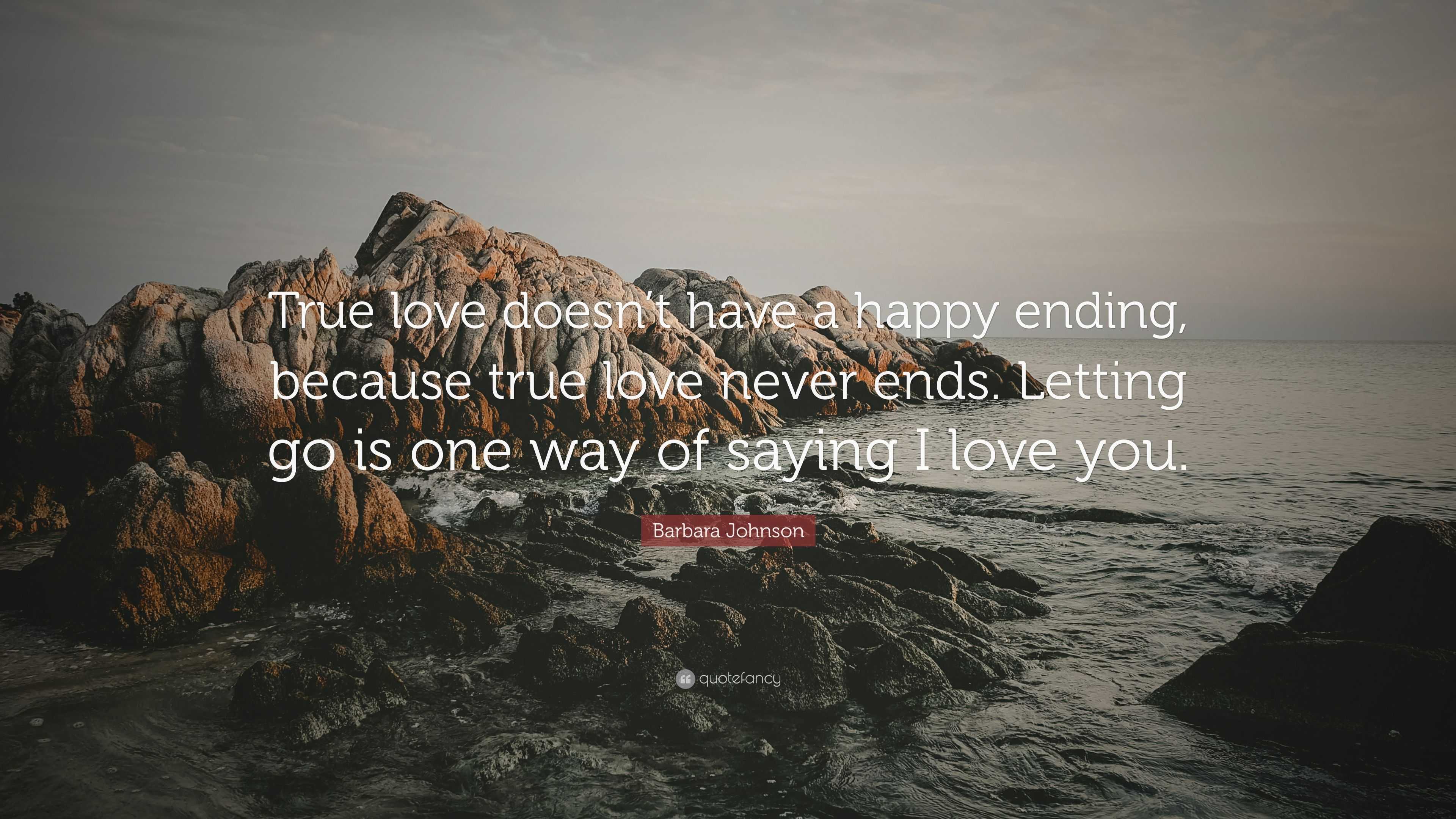 Barbara Johnson Quote: “True love doesn't have a happy ending, because true  love never ends.