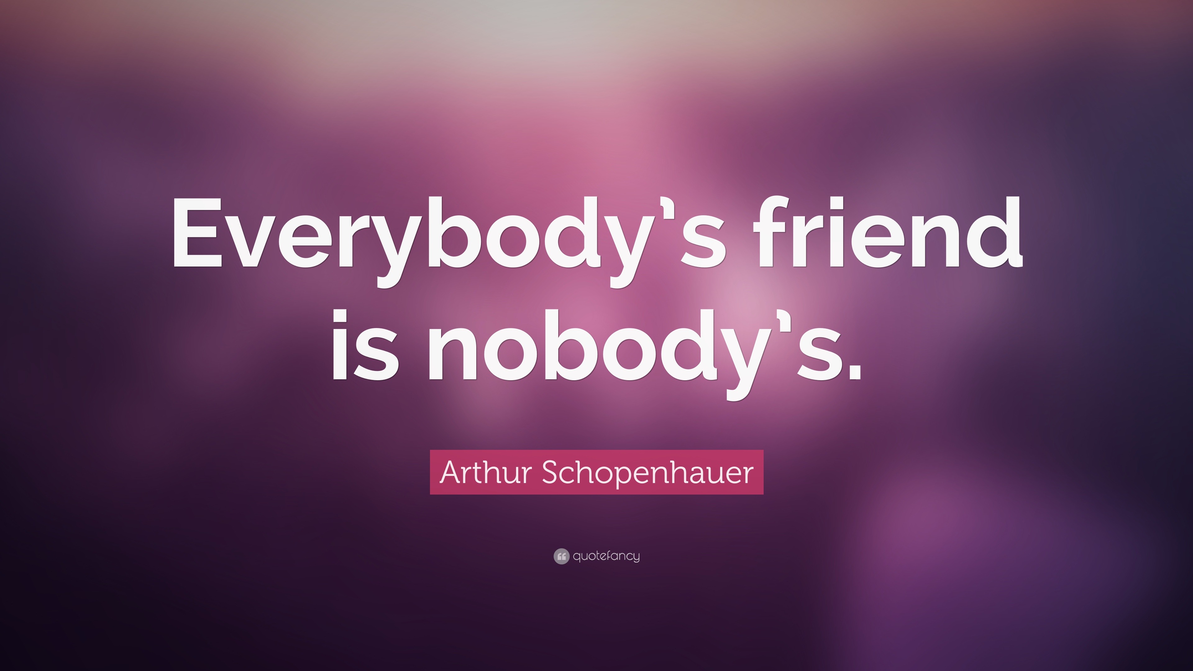 Arthur Schopenhauer Quote Everybody S Friend Is Nobody S