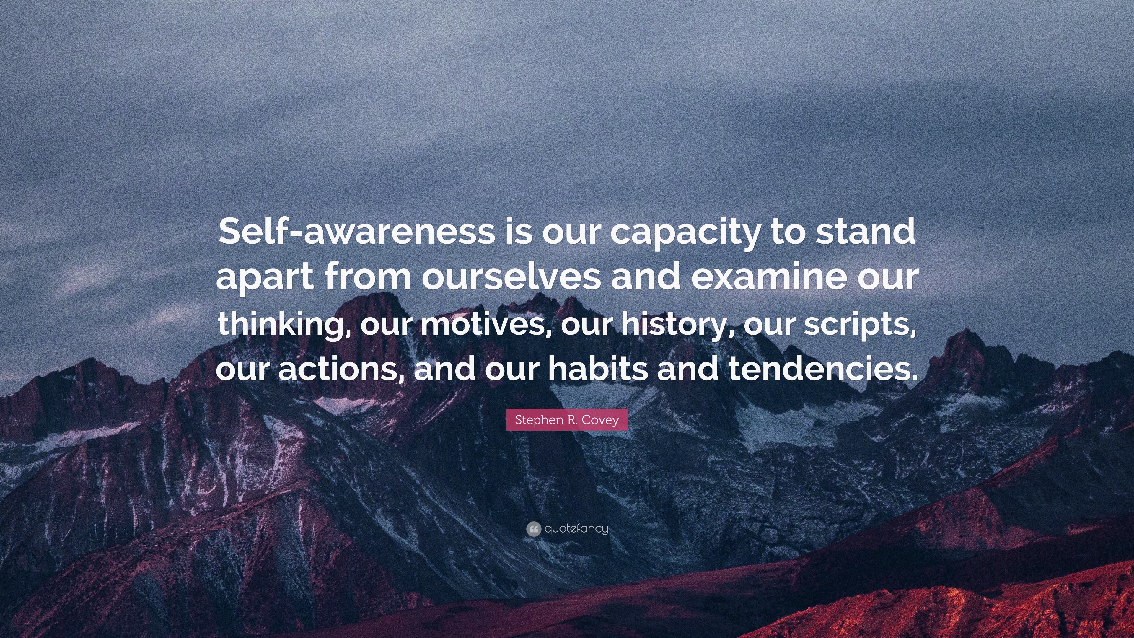 Stephen R. Covey Quote: “Self-awareness is our capacity to stand apart ...