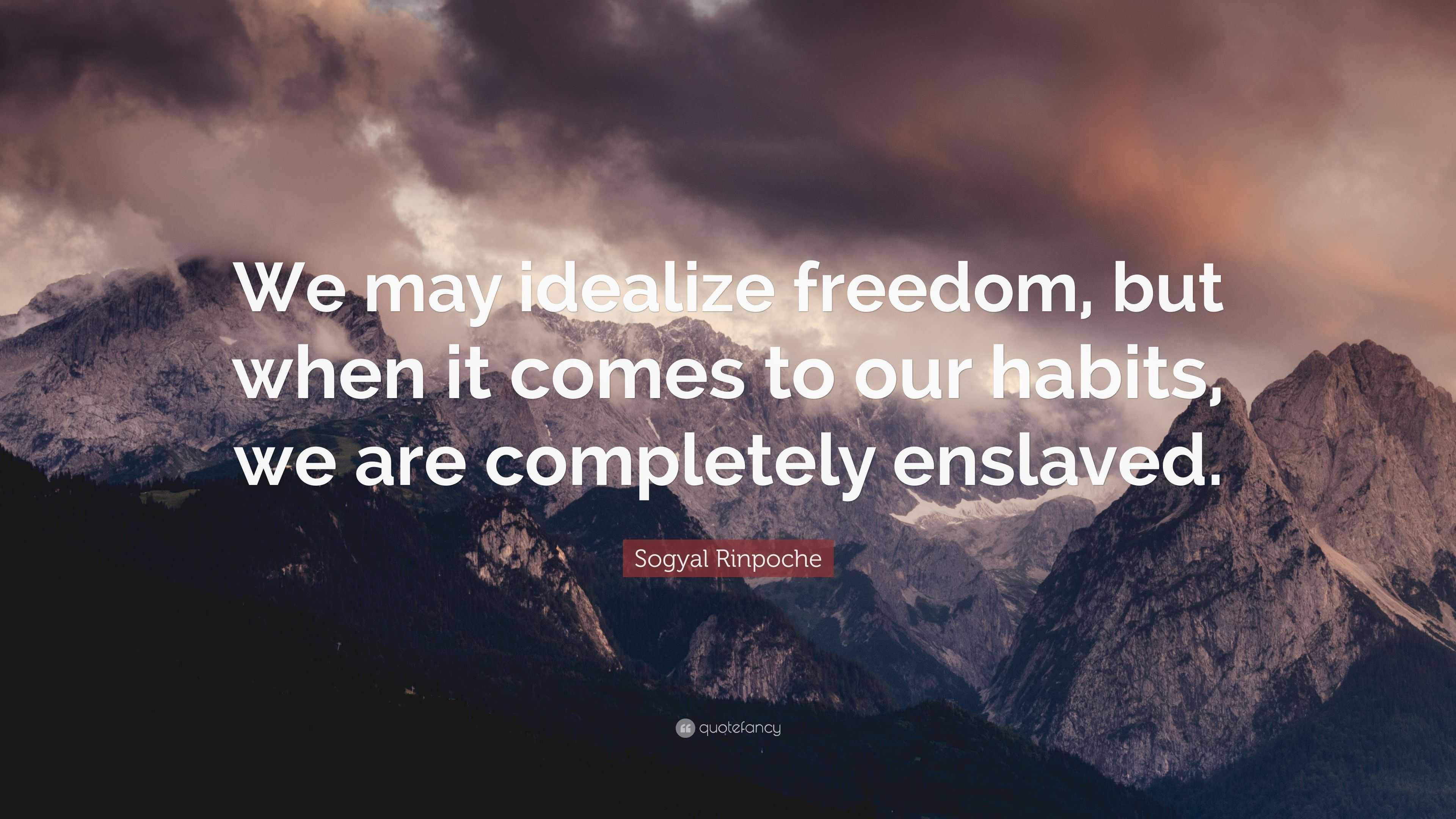 Sogyal Rinpoche Quote: “We may idealize freedom, but when it comes to ...