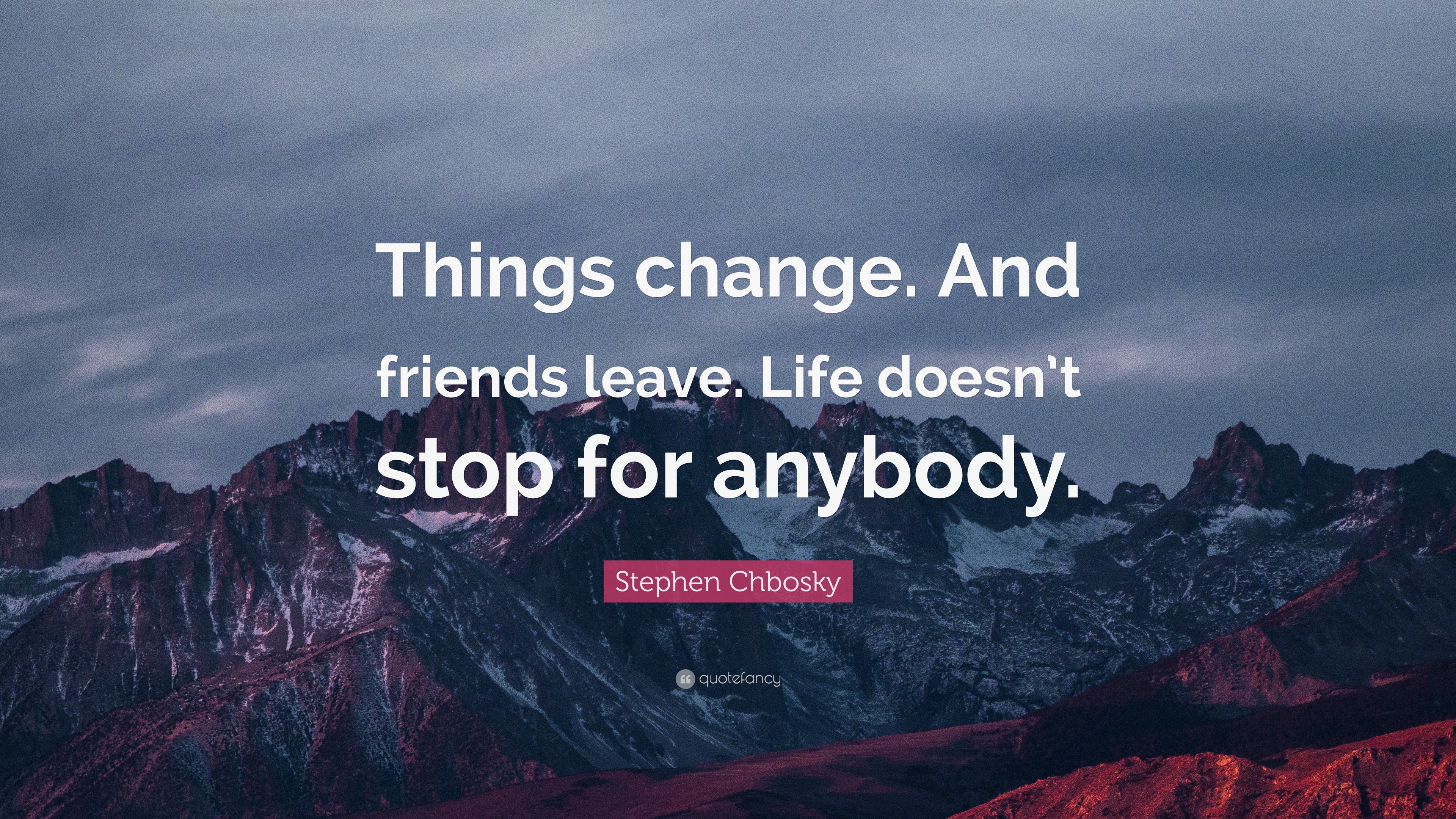 Stephen Chbosky Quote: “Things change. And friends leave. Life doesn’t