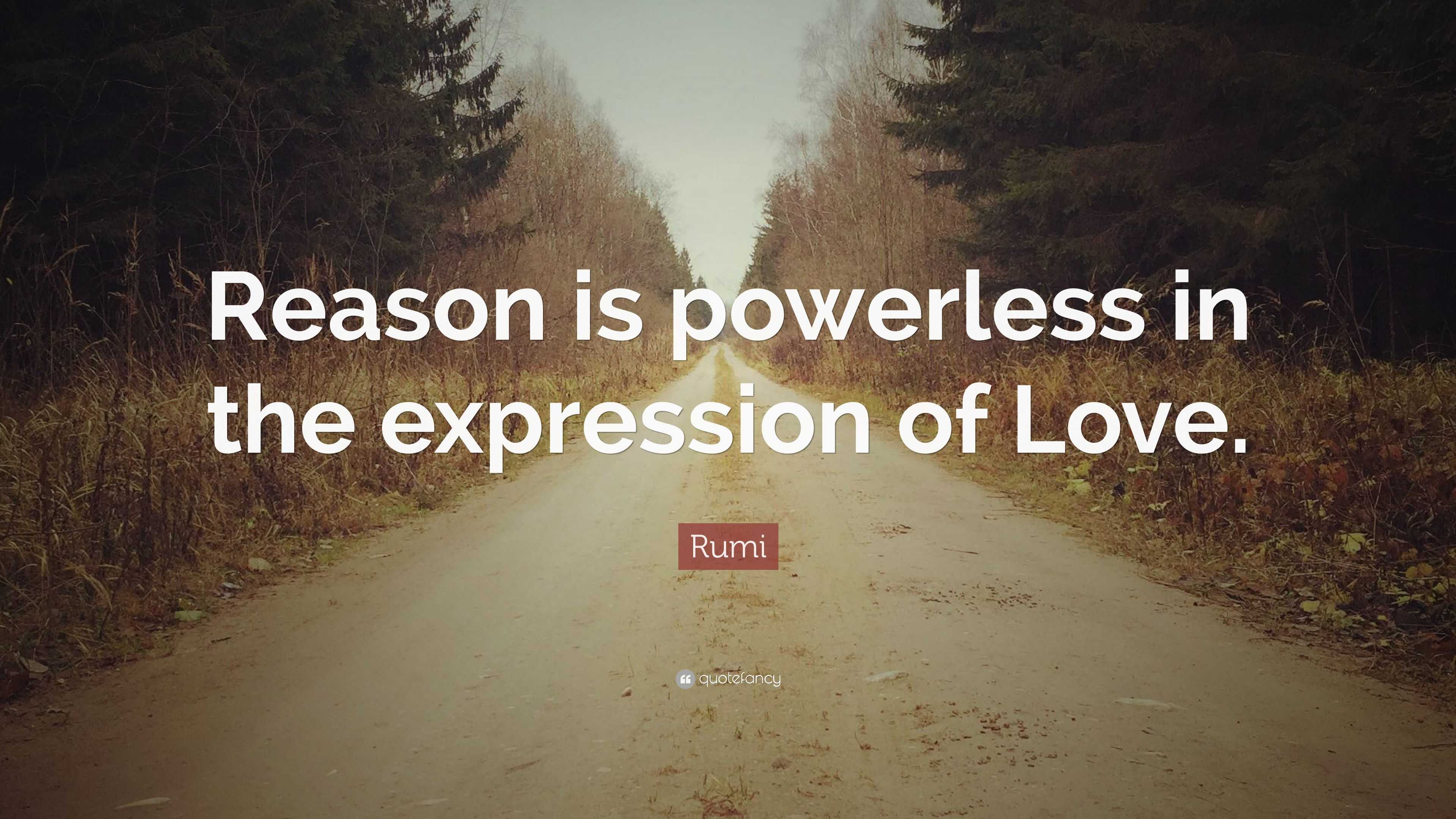 Rumi Quote: “Reason is powerless in the expression of Love.”