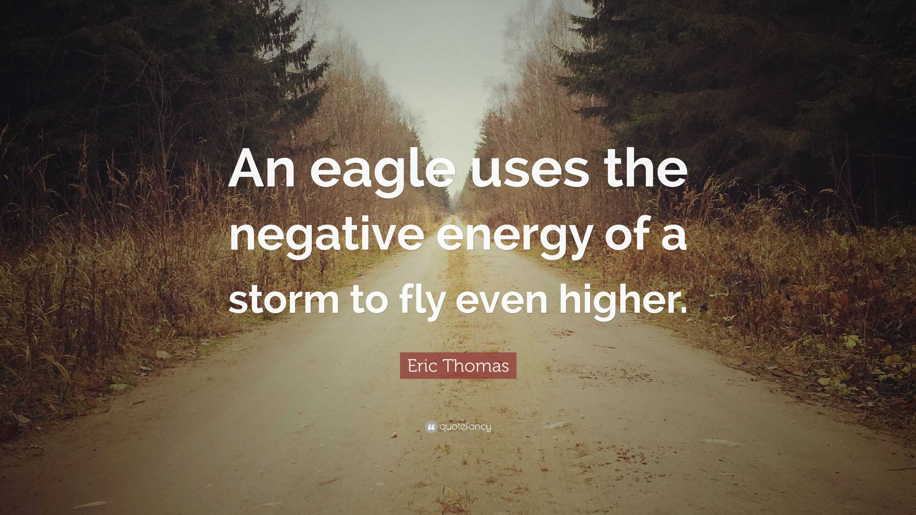 Eric Thomas Quote: "An eagle uses the negative energy of a storm to fly even higher." (12 ...