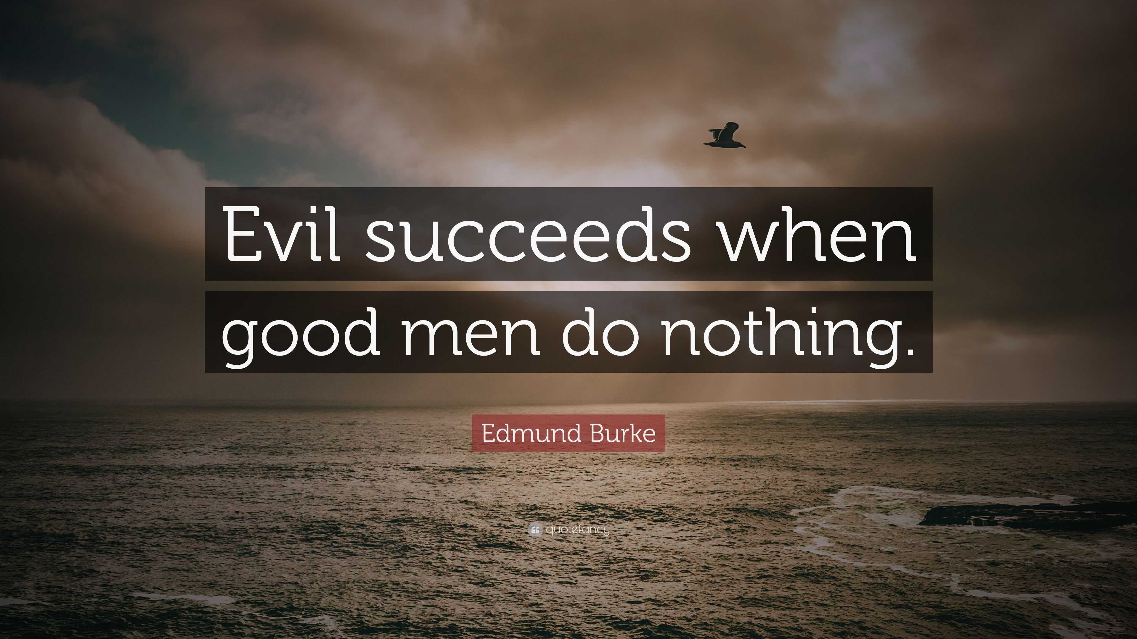 Edmund Burke Quote: “Evil succeeds when good men do nothing.” (12