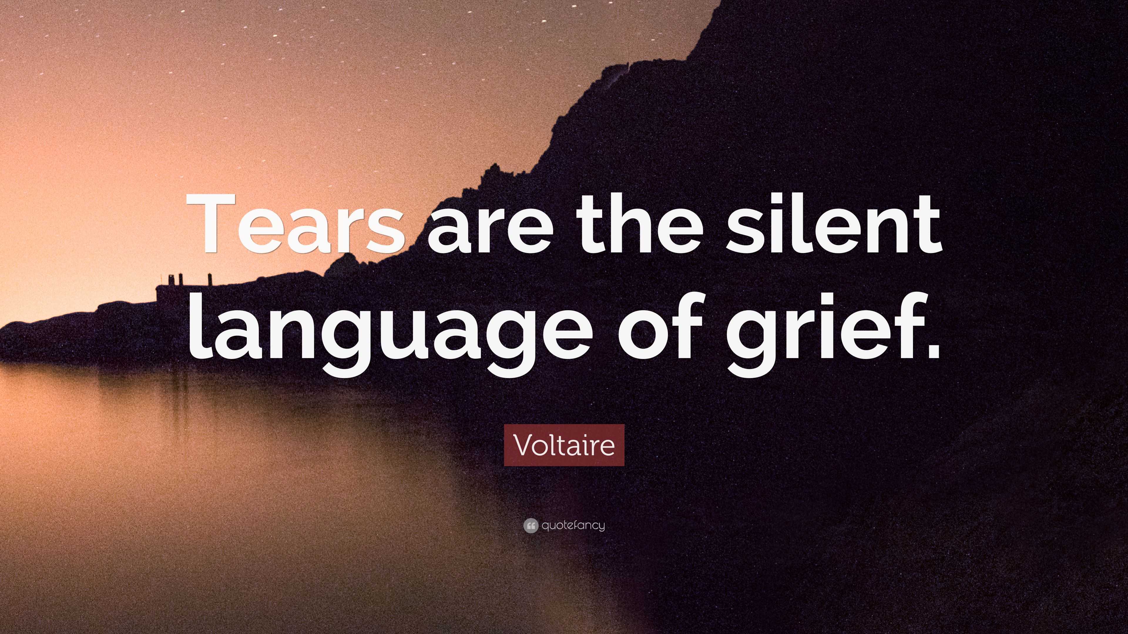 Voltaire Quote: "Tears are the silent language of grief ...