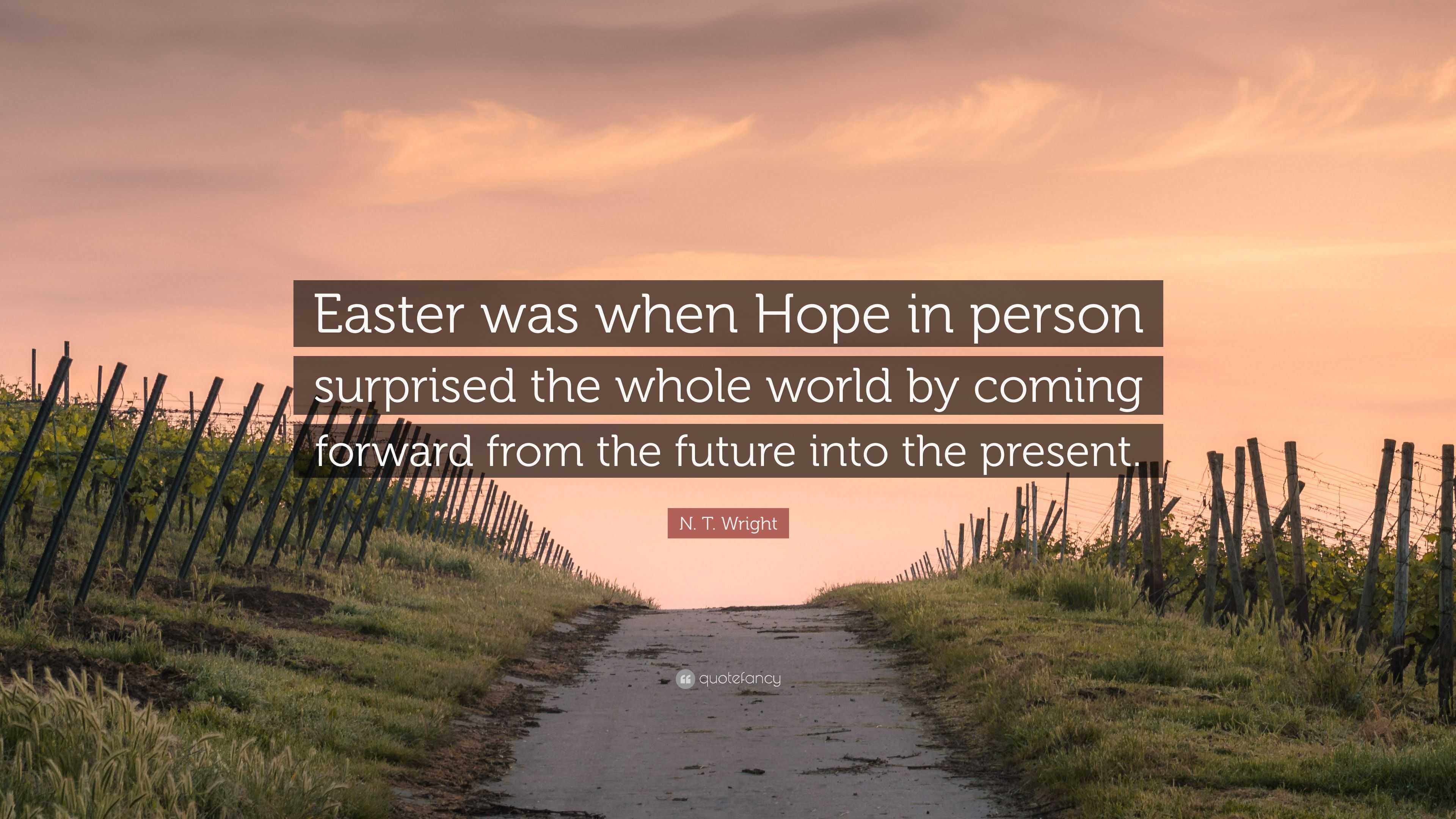 N. T. Wright Quote “Easter was when Hope in person surprised the whole