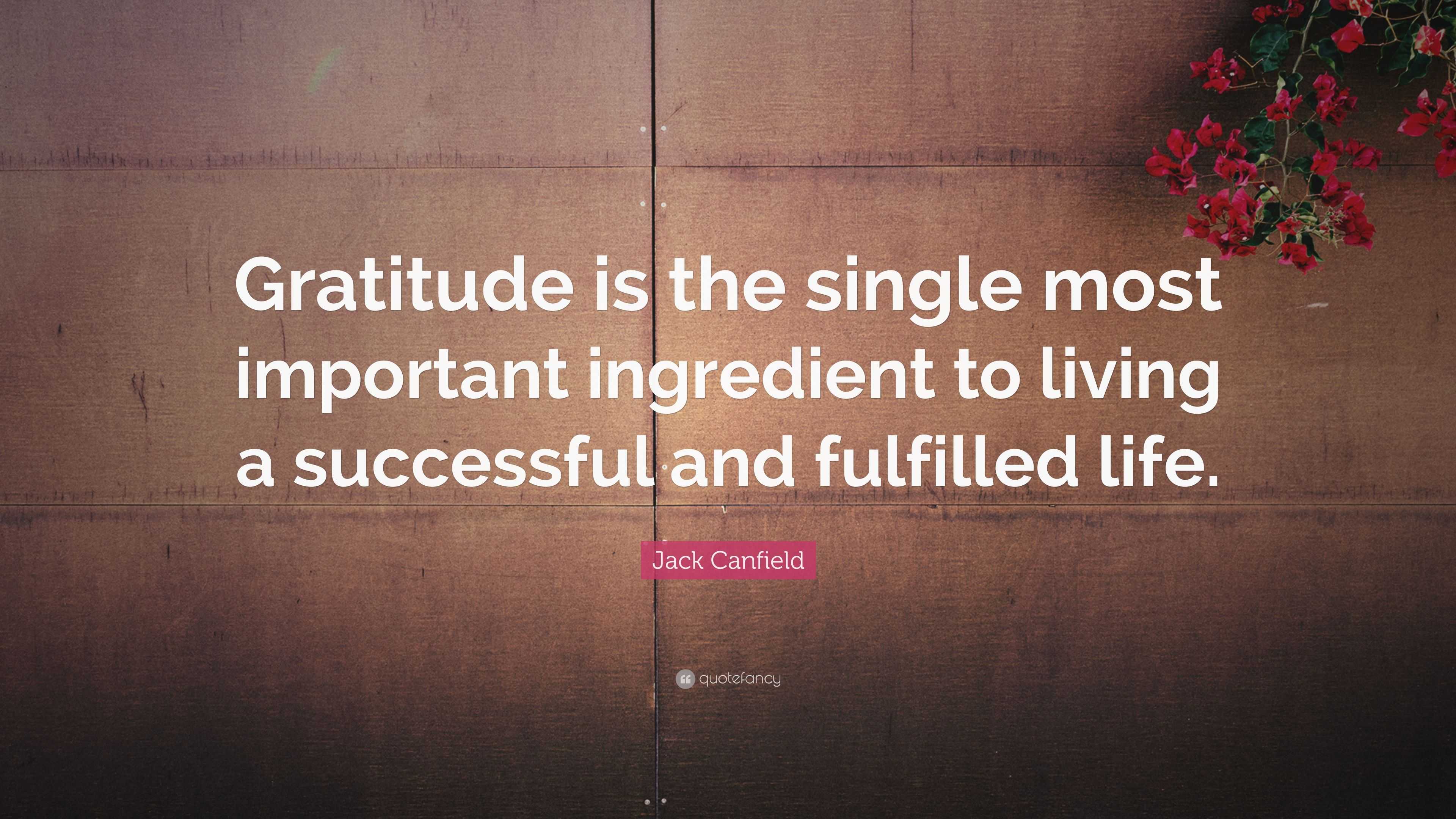 Jack Canfield Quote: “Gratitude Is The Single Most Important Ingredient ...