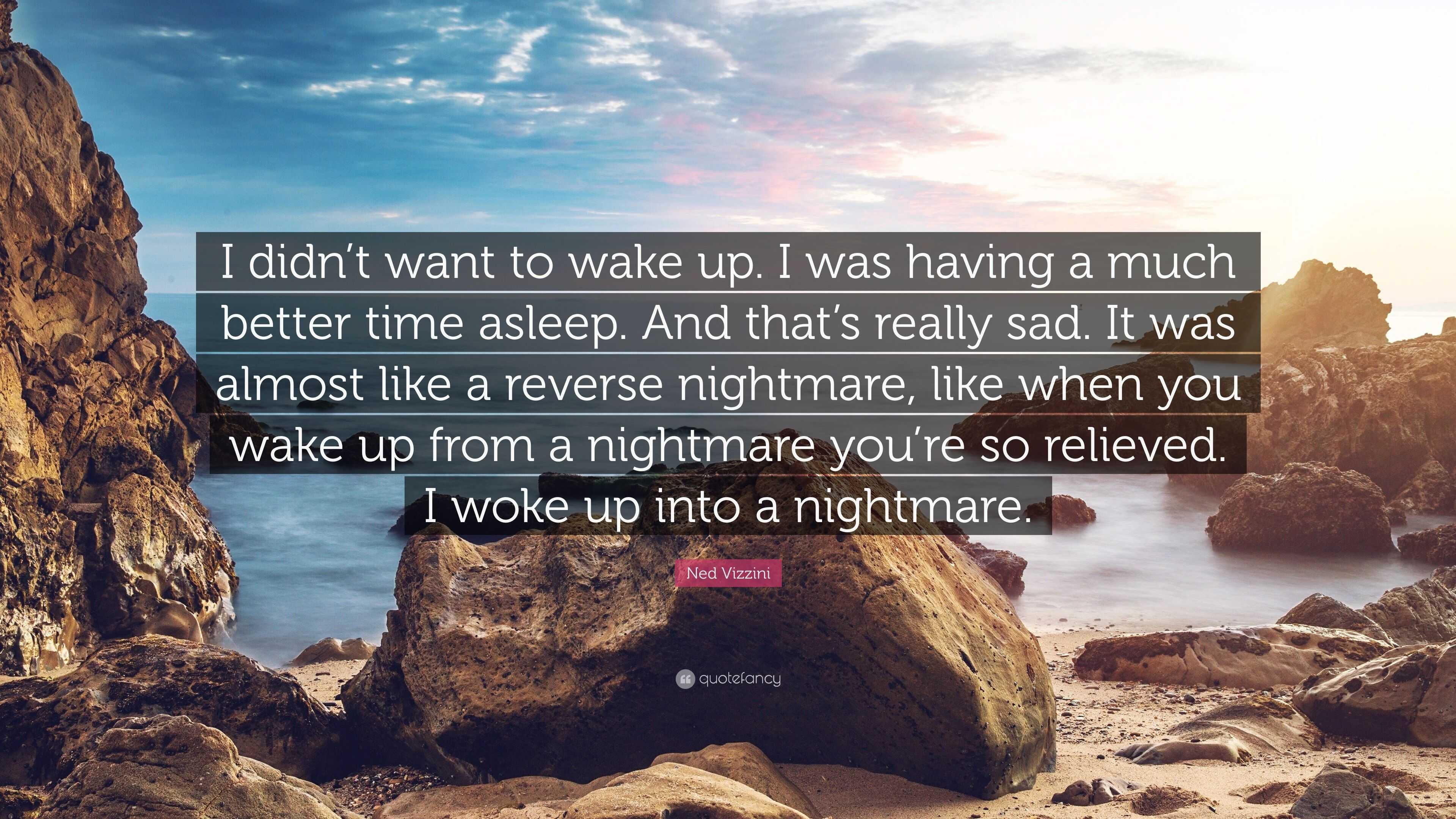 Ned Vizzini Quote: “I didn’t want to wake up. I was having a much