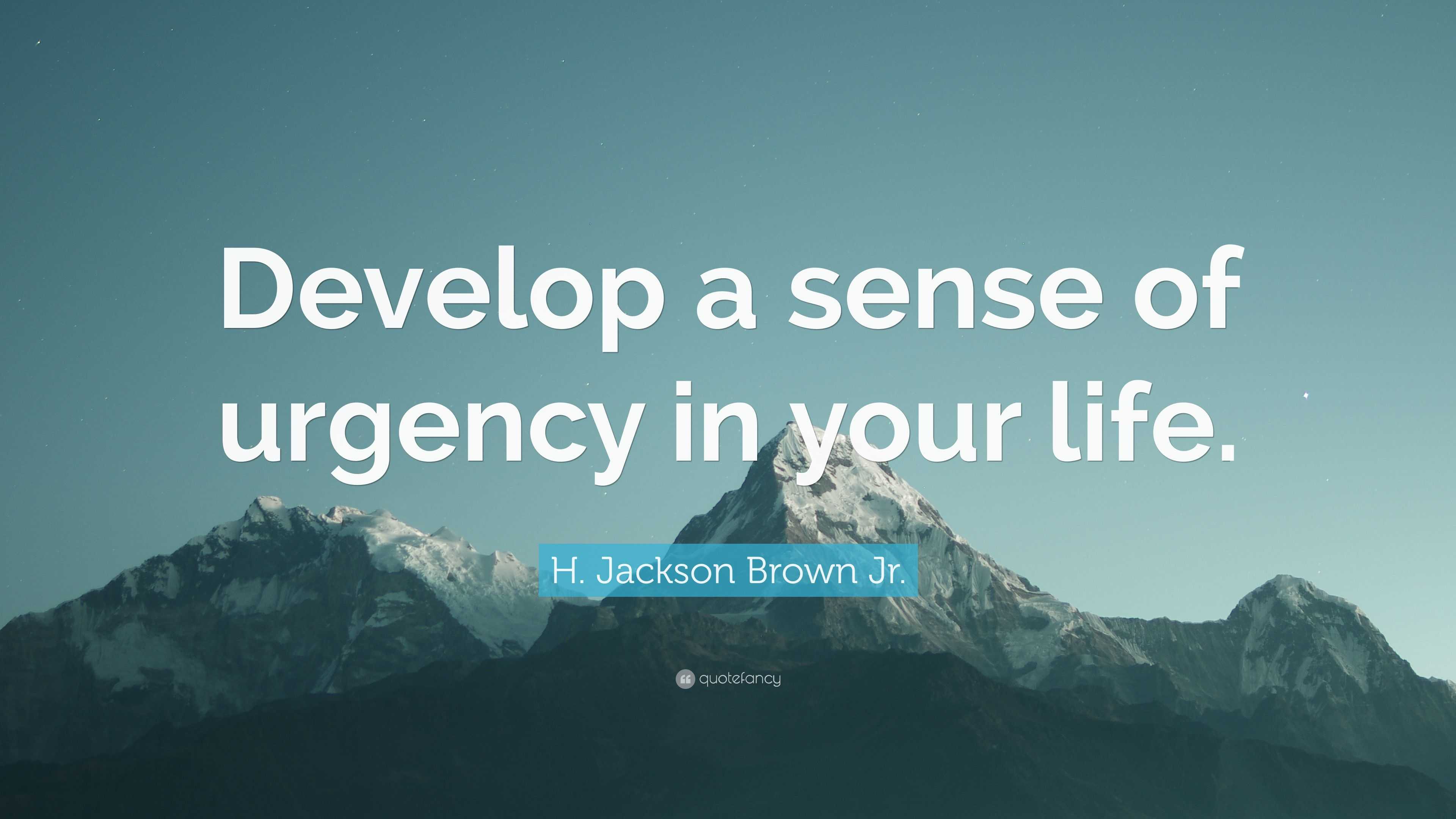 H. Jackson Brown Jr. Quote: “Develop a sense of urgency in your life.”