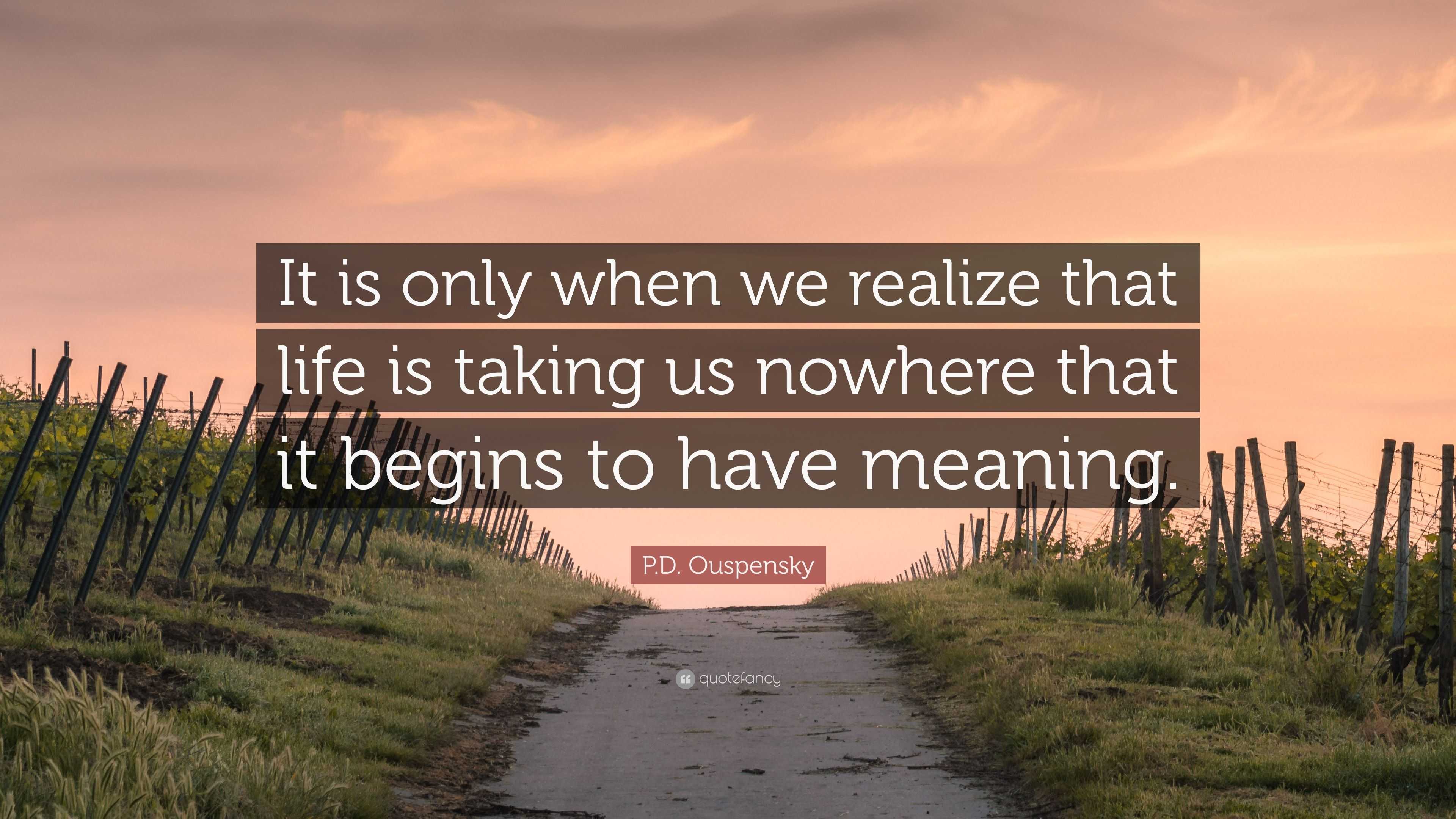 P.D. Ouspensky Quote: “It is only when we realize that life is taking ...