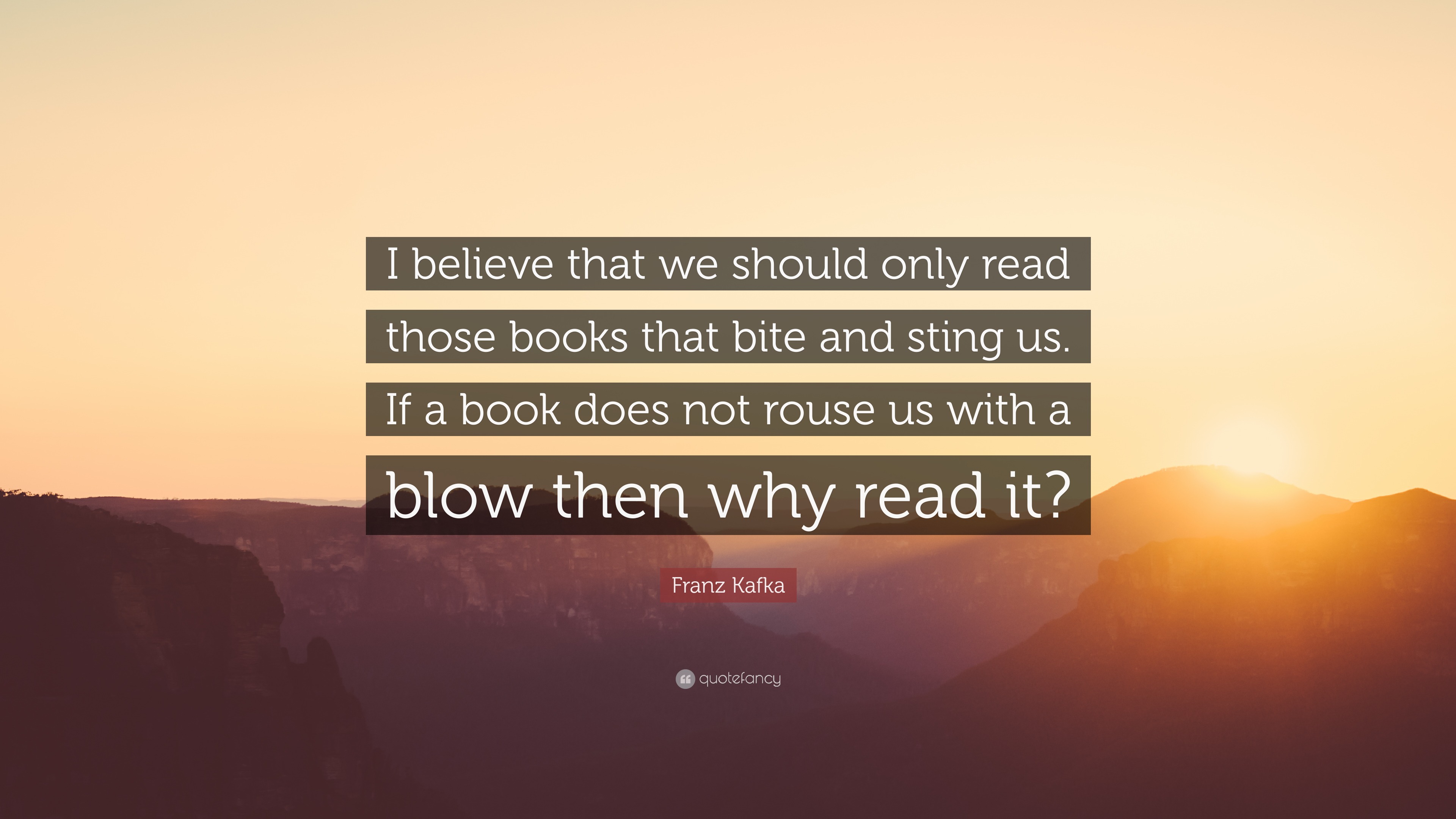 Franz Kafka Quote: “I believe that we should only read those books that ...