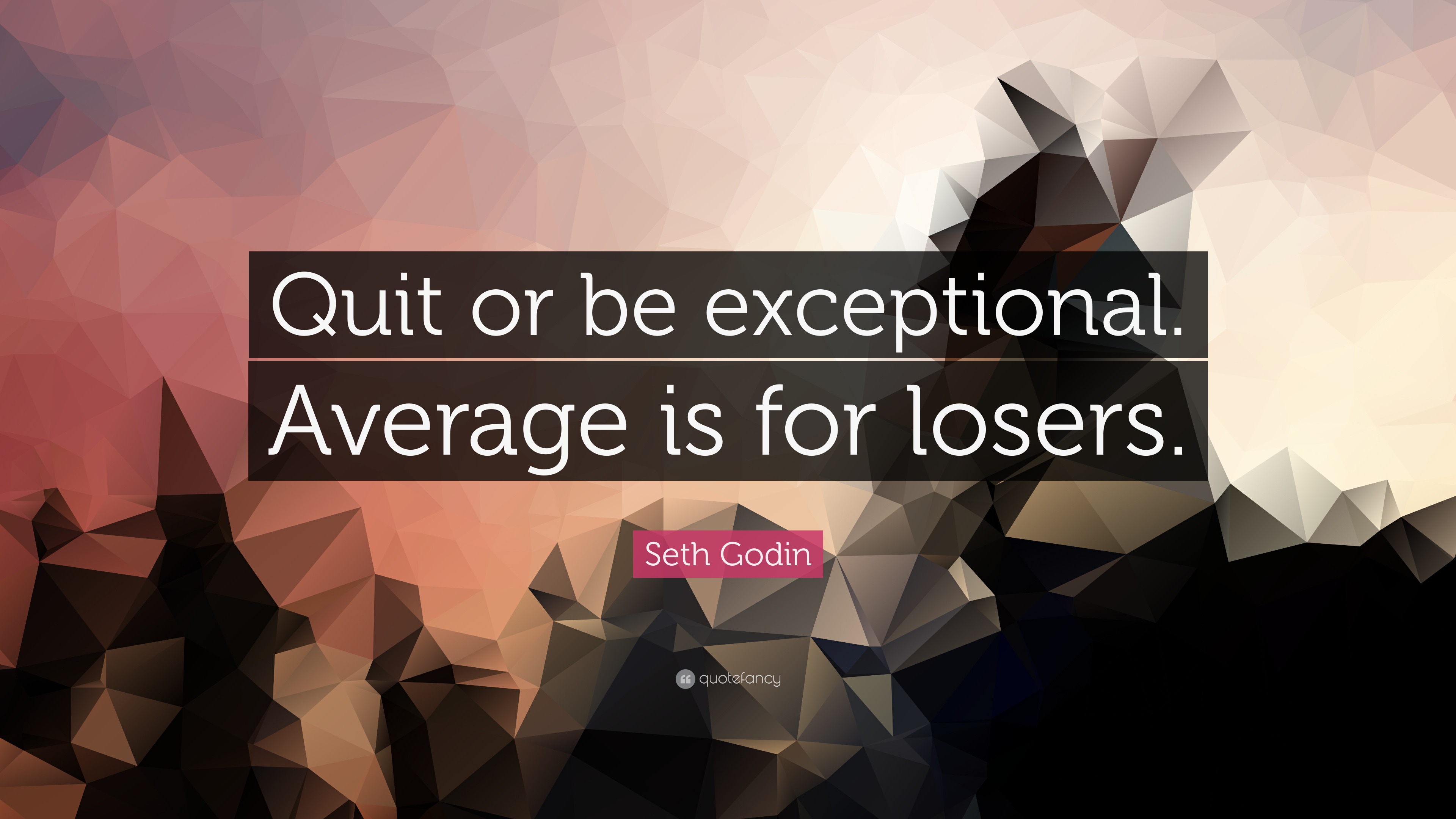 Seth Godin Quote “Quit or be exceptional. Average is for losers.”
