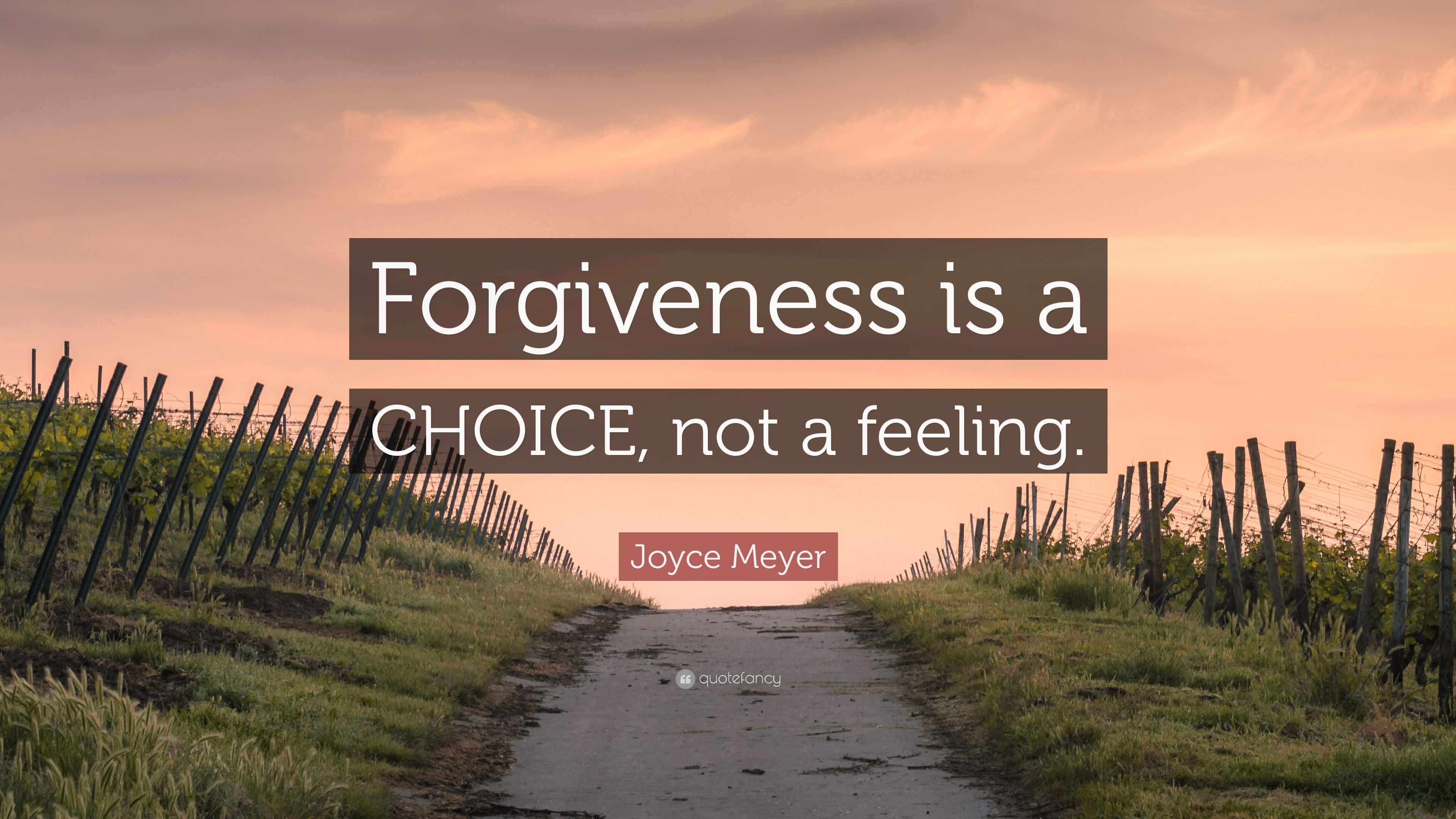 Joyce Meyer Quote: “Forgiveness is a CHOICE, not a feeling.”