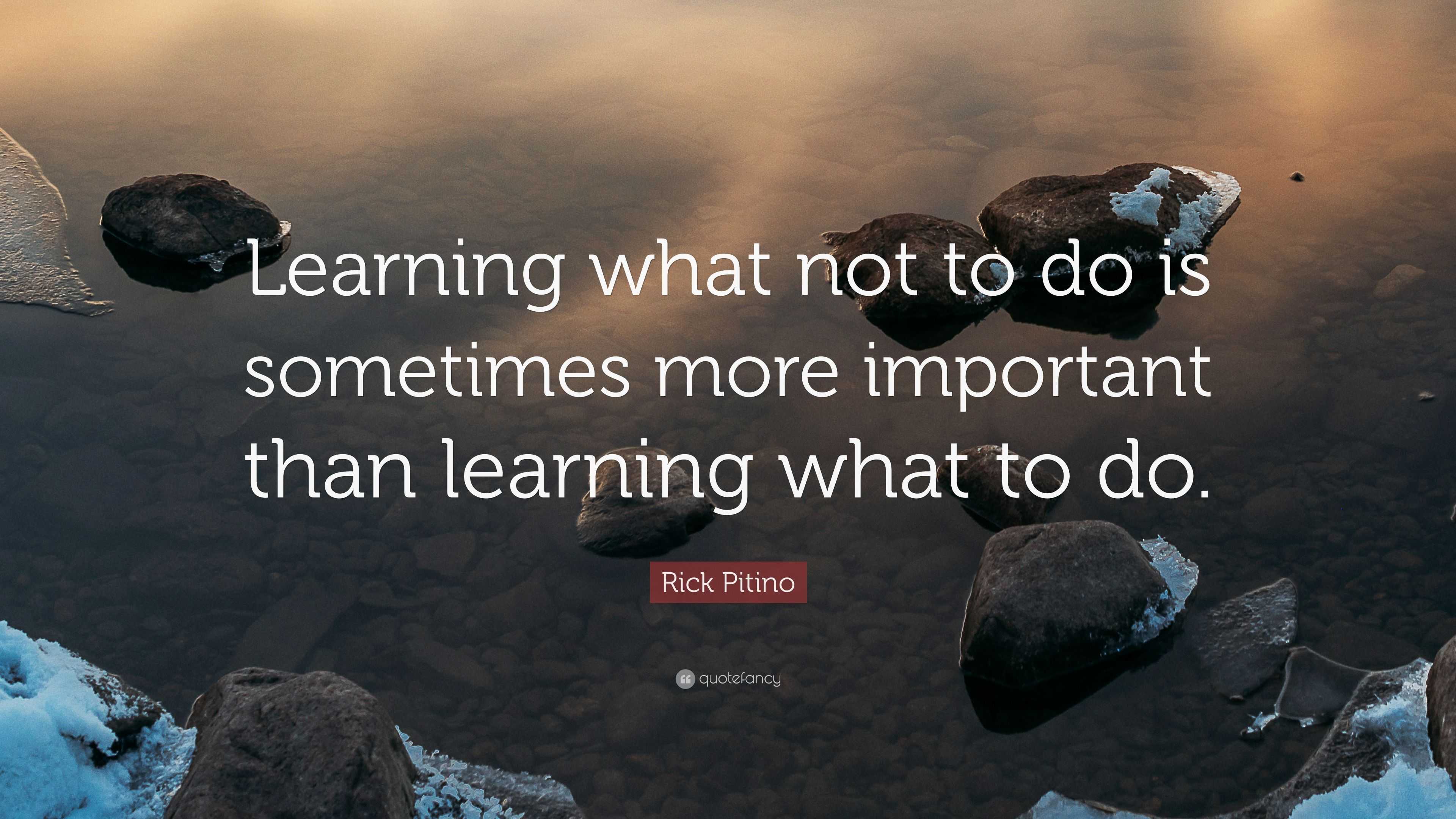 Rick Pitino Quote: “Learning what not to do is sometimes more important ...