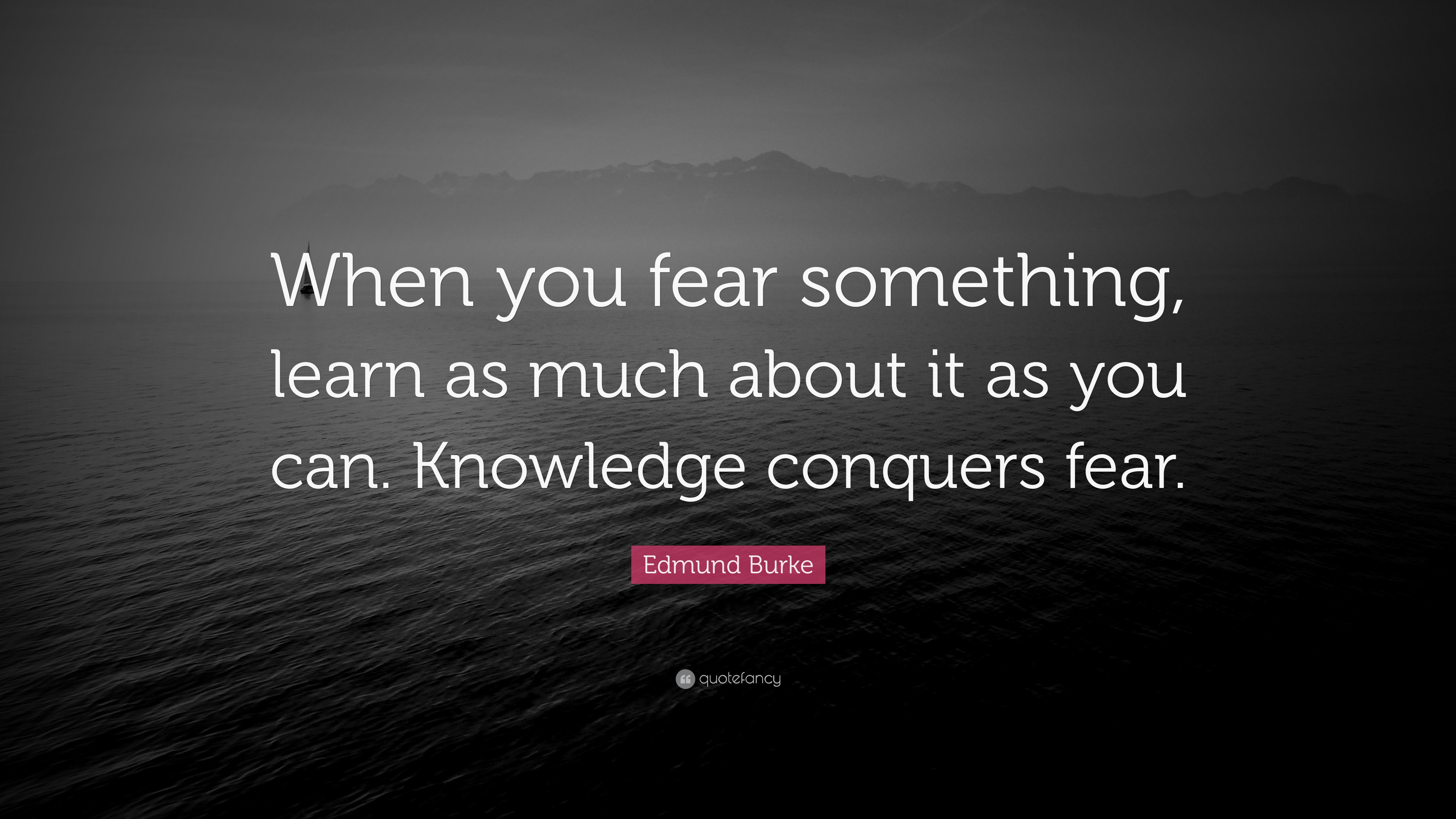 Edmund Burke Quote “When you fear something, learn as much about it as