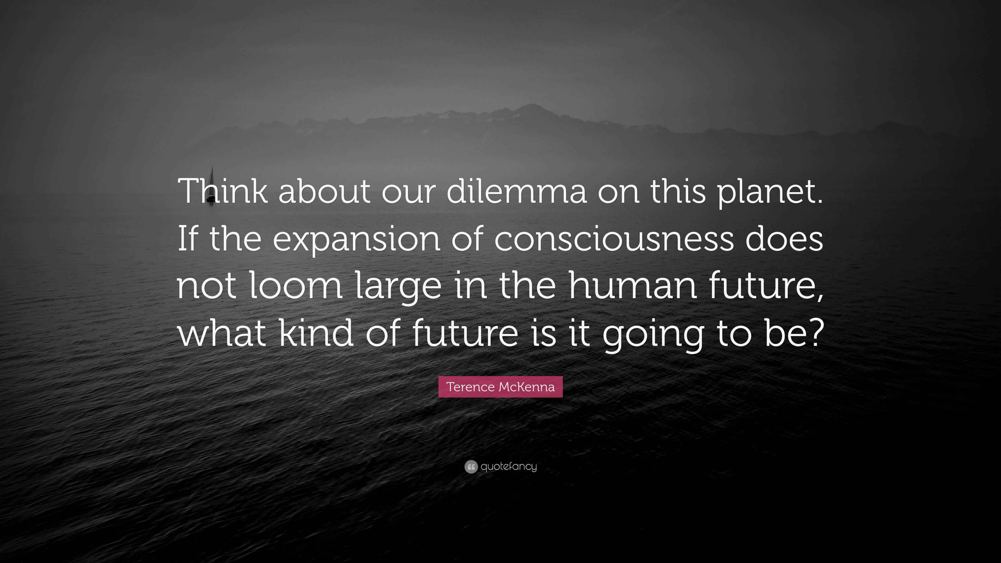 Terence McKenna Quote “Think about our dilemma on this If the