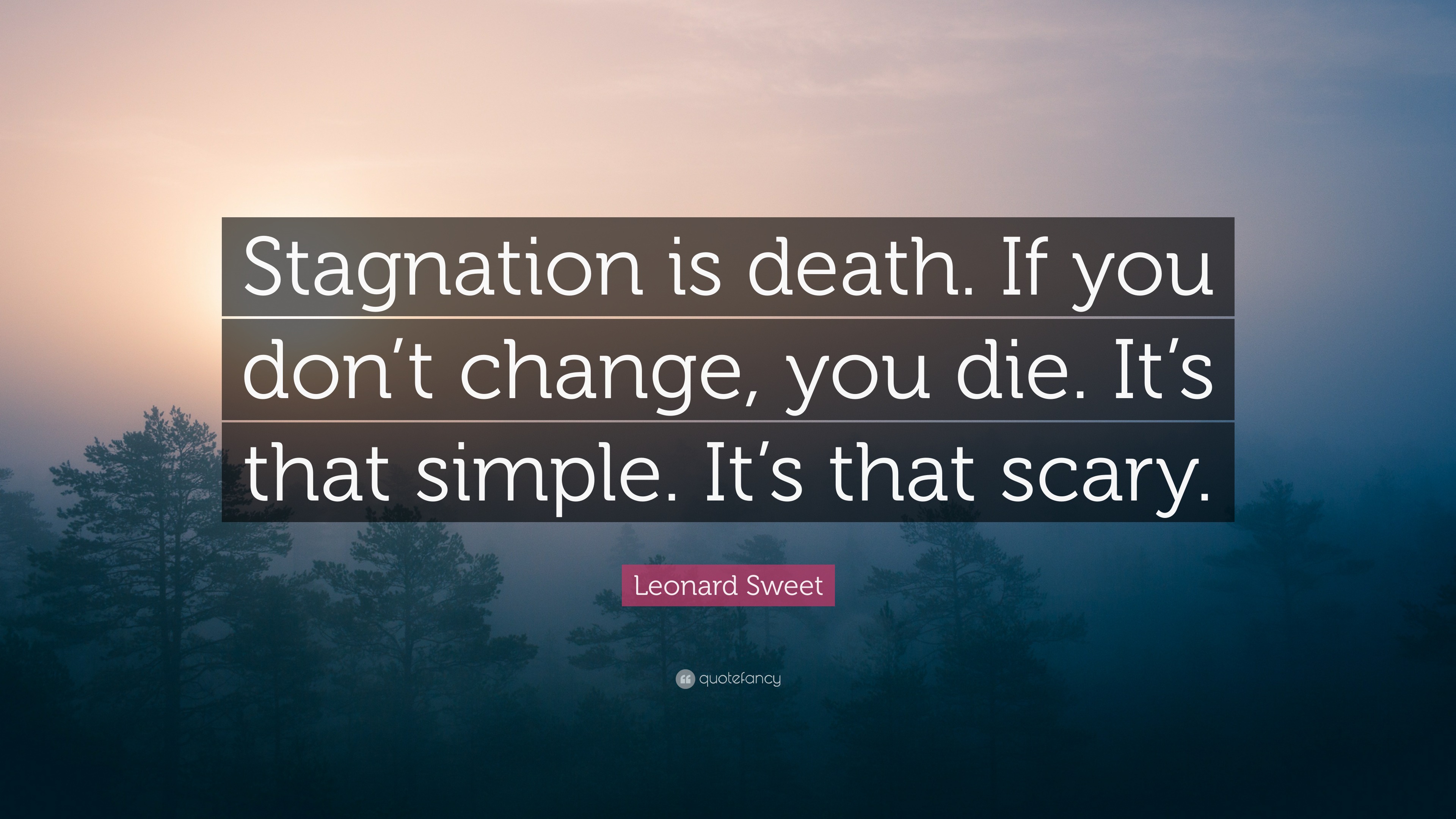 Leonard Sweet Quote Stagnation Is Death If You Don T Change You Die It S That Simple