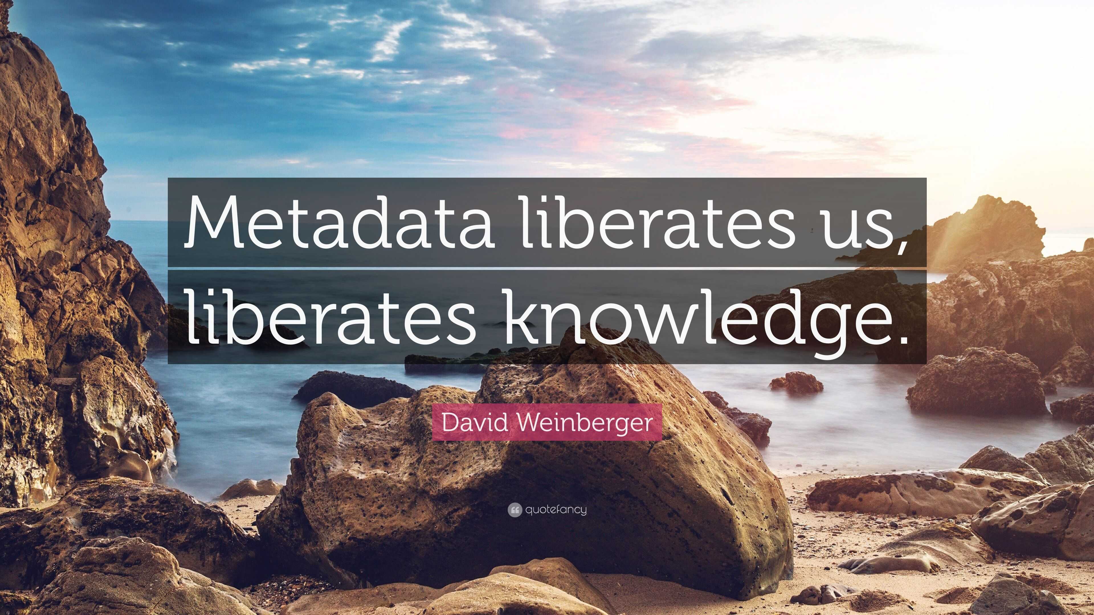 David Weinberger Quote: “Metadata liberates us, liberates knowledge.”
