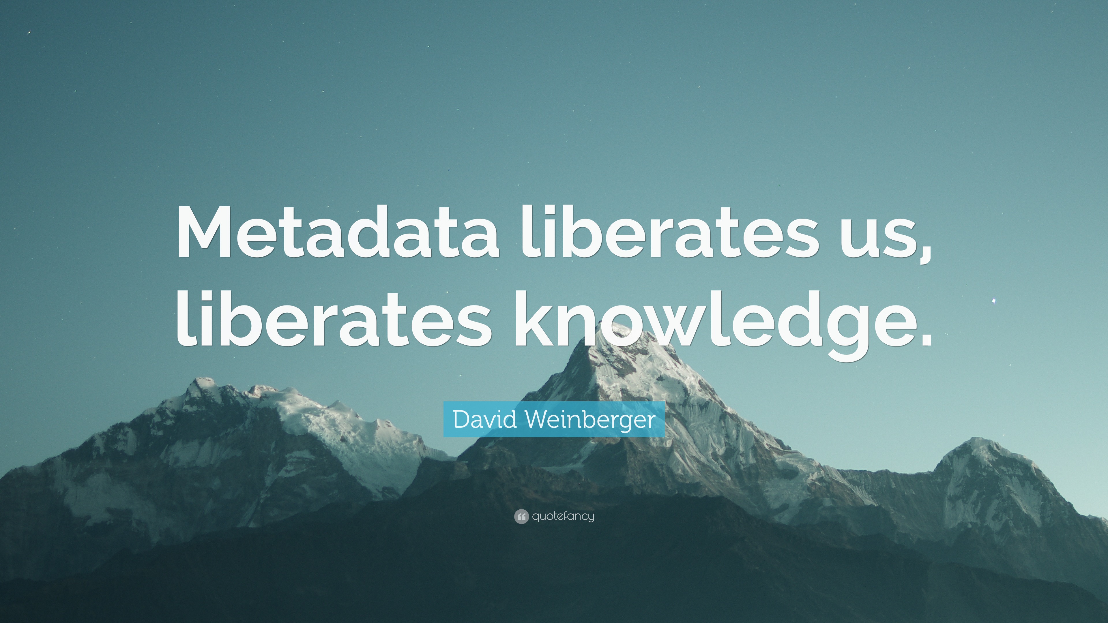David Weinberger Quote: “Metadata liberates us, liberates knowledge.”