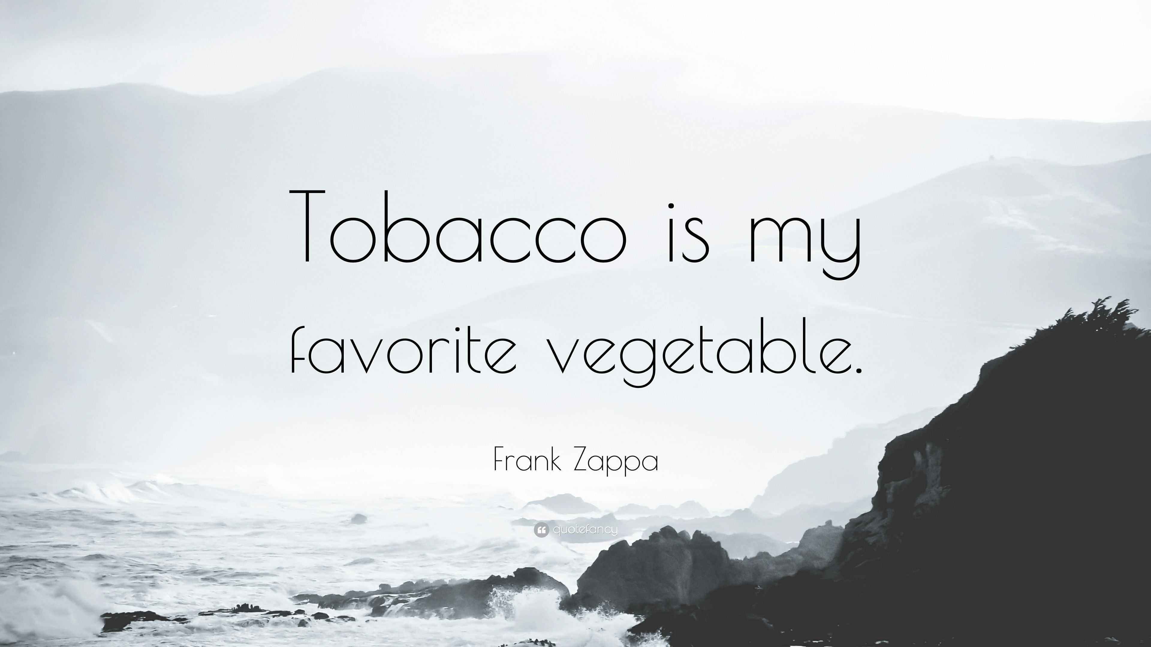 tobacco is my favorite vegetable Frank Zappa Quote: “Tobacco is my favorite vegetable.”
