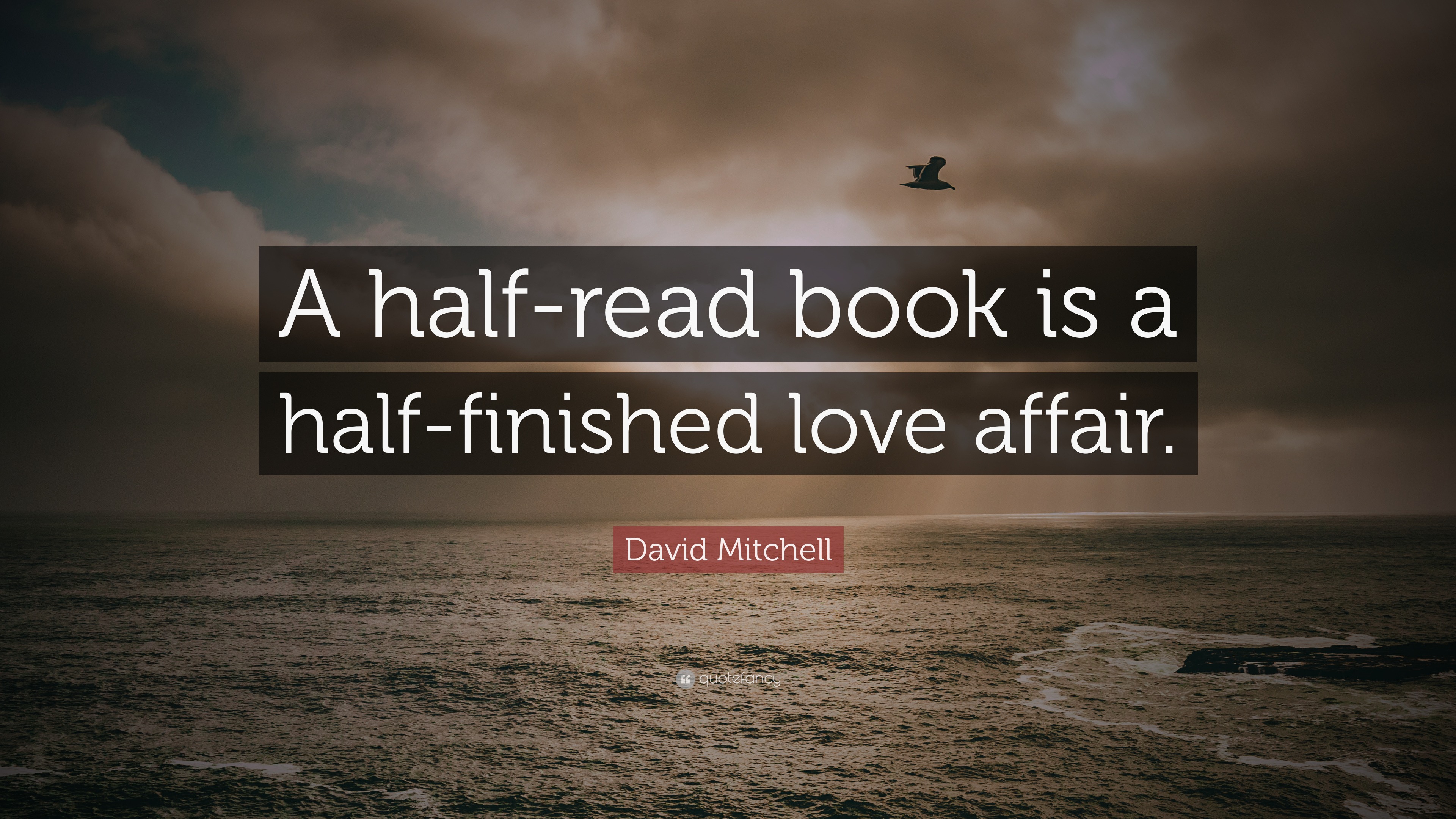 David Mitchell Quote: “A half-read book is a half-finished love affair.”