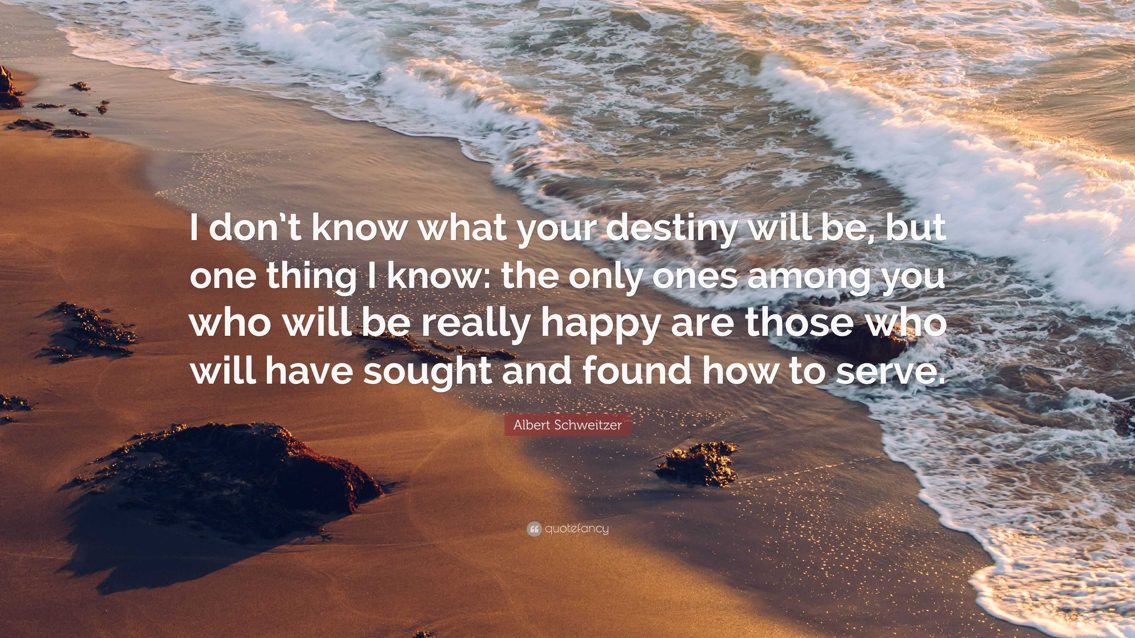 Albert Schweitzer Quote: “I don’t know what your destiny will be, but ...