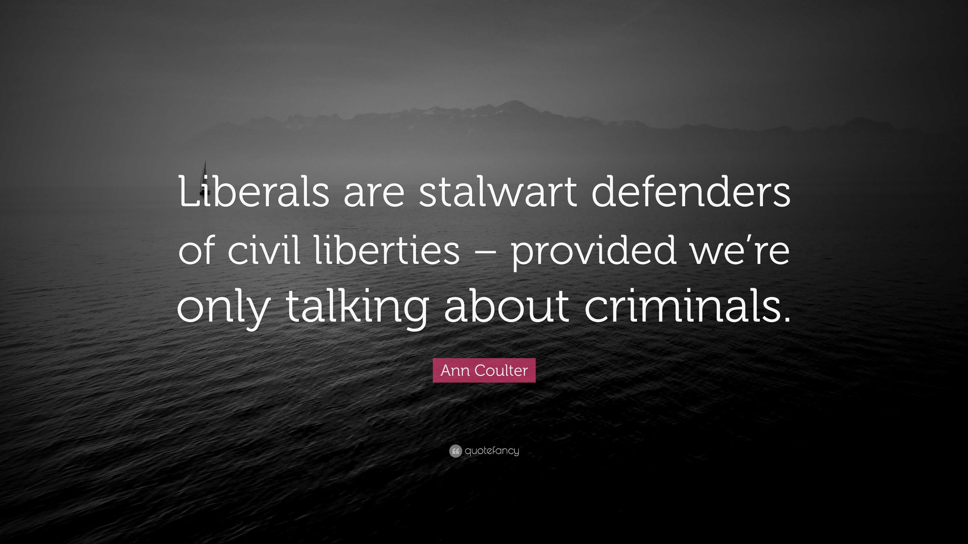 Ann Coulter Quote: “Liberals Are Stalwart Defenders Of Civil Liberties ...