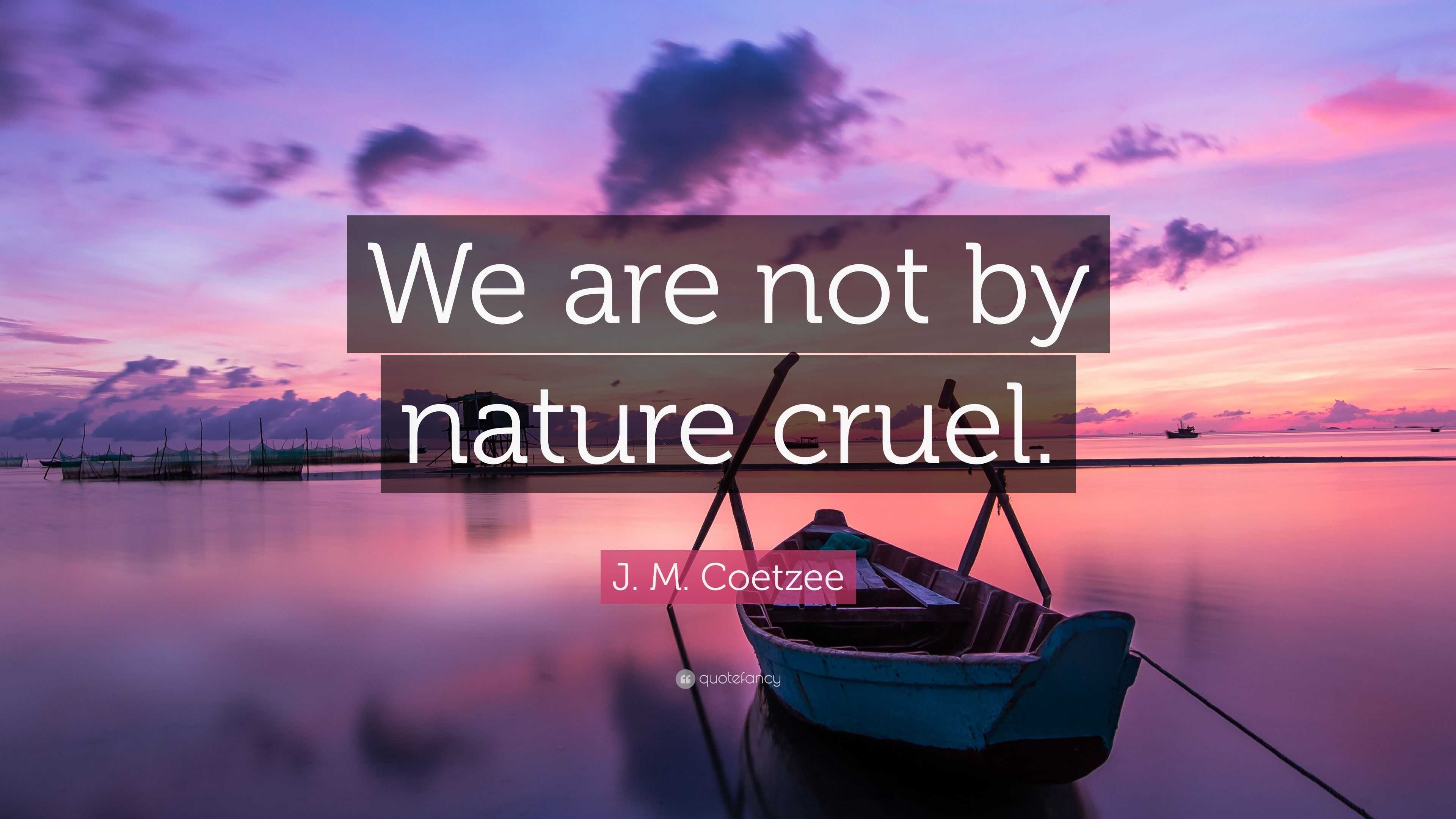 J. M. Coetzee Quote: “We are not by nature cruel.”