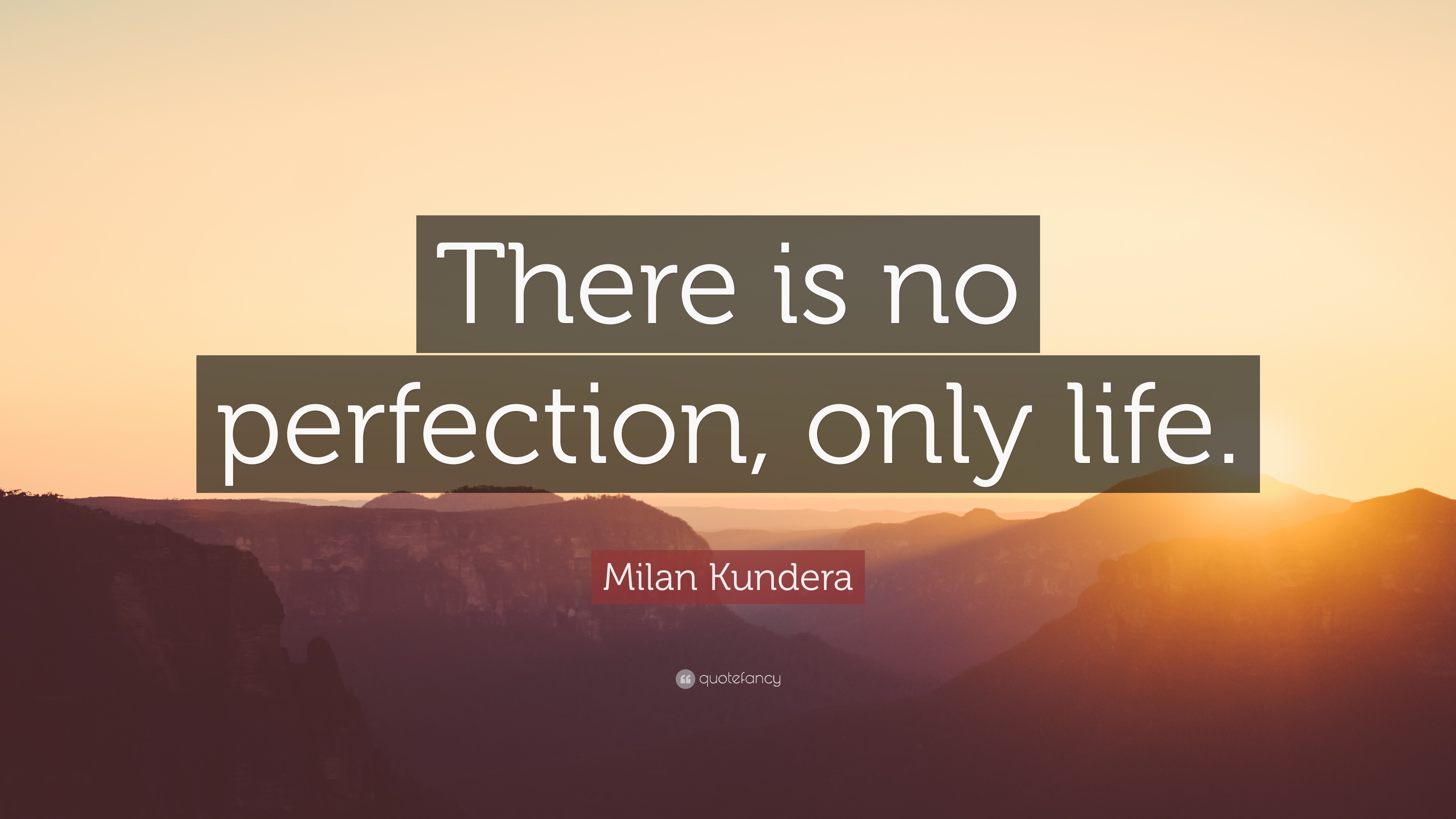 Milan Kundera Quote: “There is no perfection only life.”