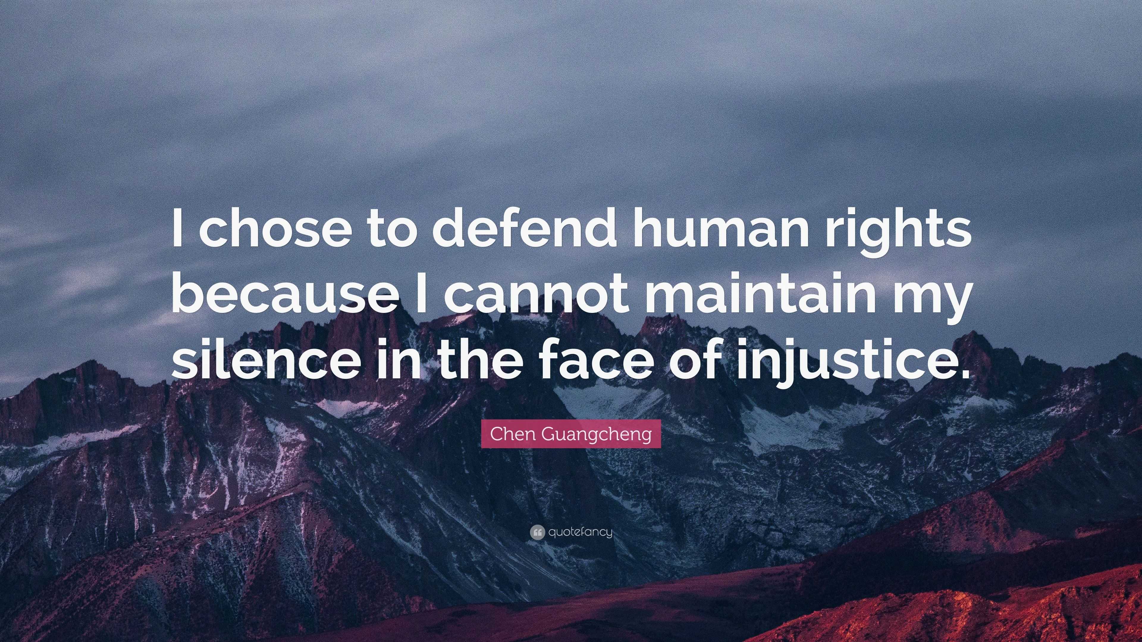 Chen Guangcheng Quote: “I chose to defend human rights because I cannot ...