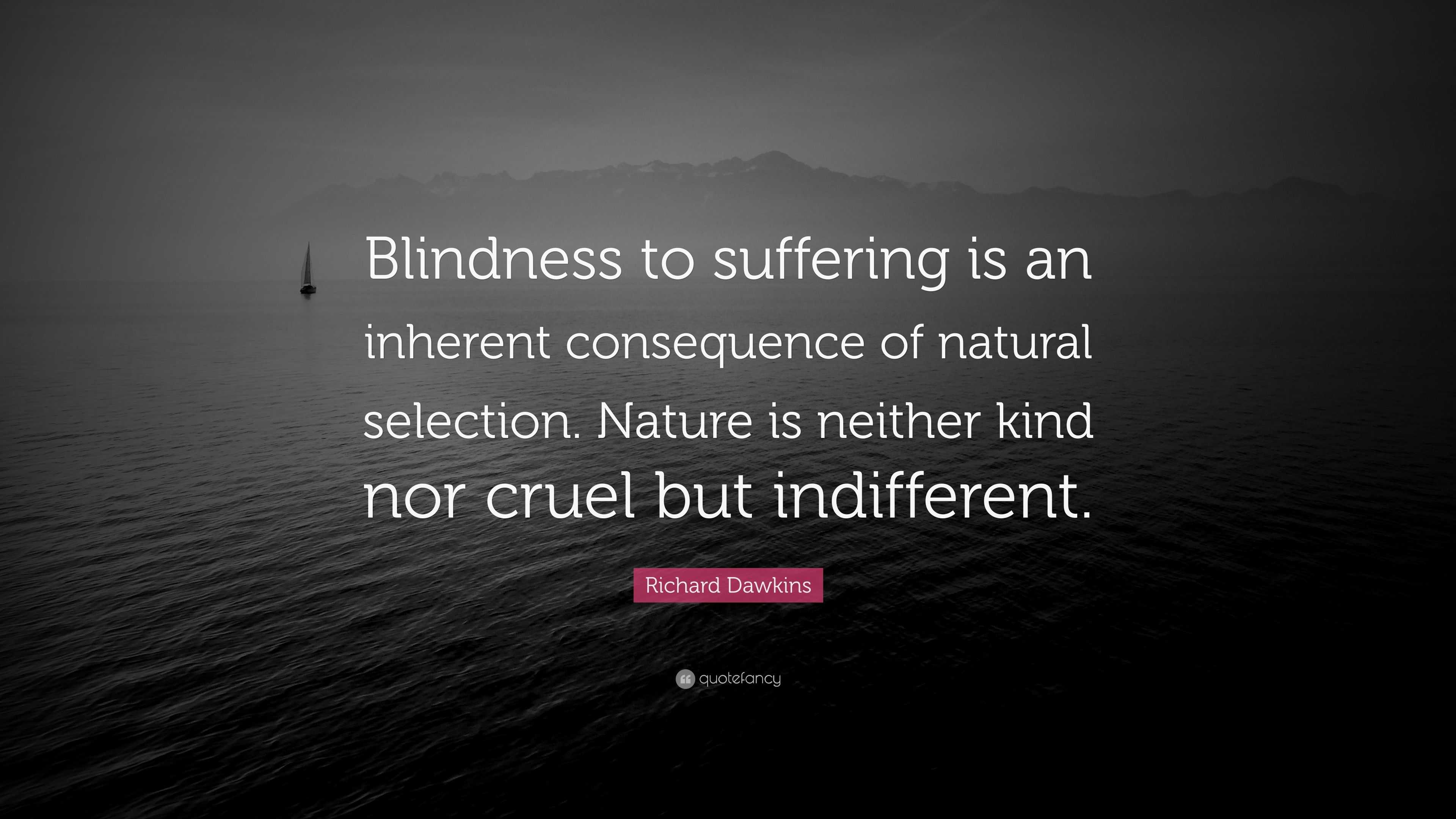 Richard Dawkins Quote: “Blindness to suffering is an inherent ...