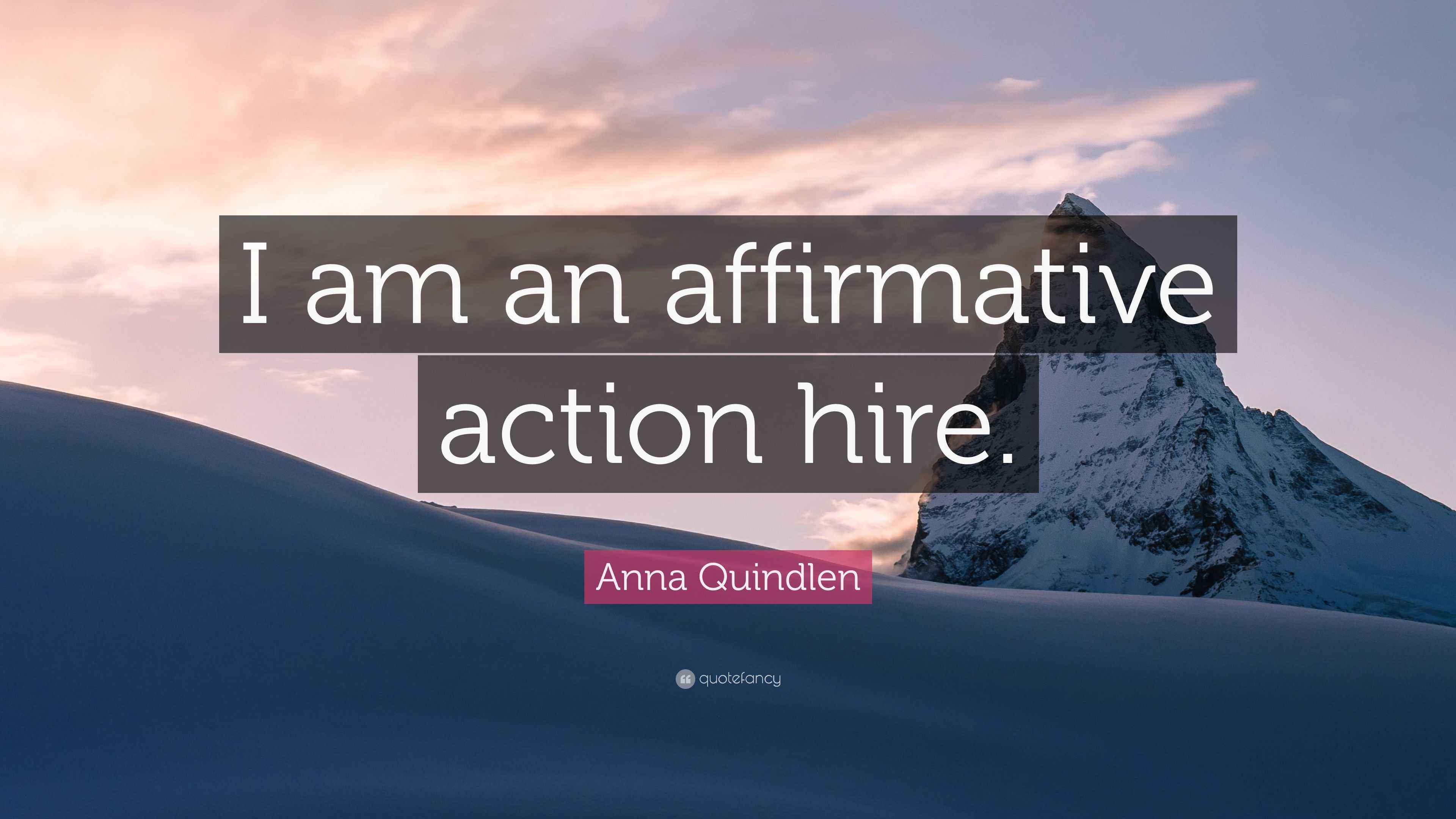 Anna Quindlen Quote: “I am an affirmative action hire.”