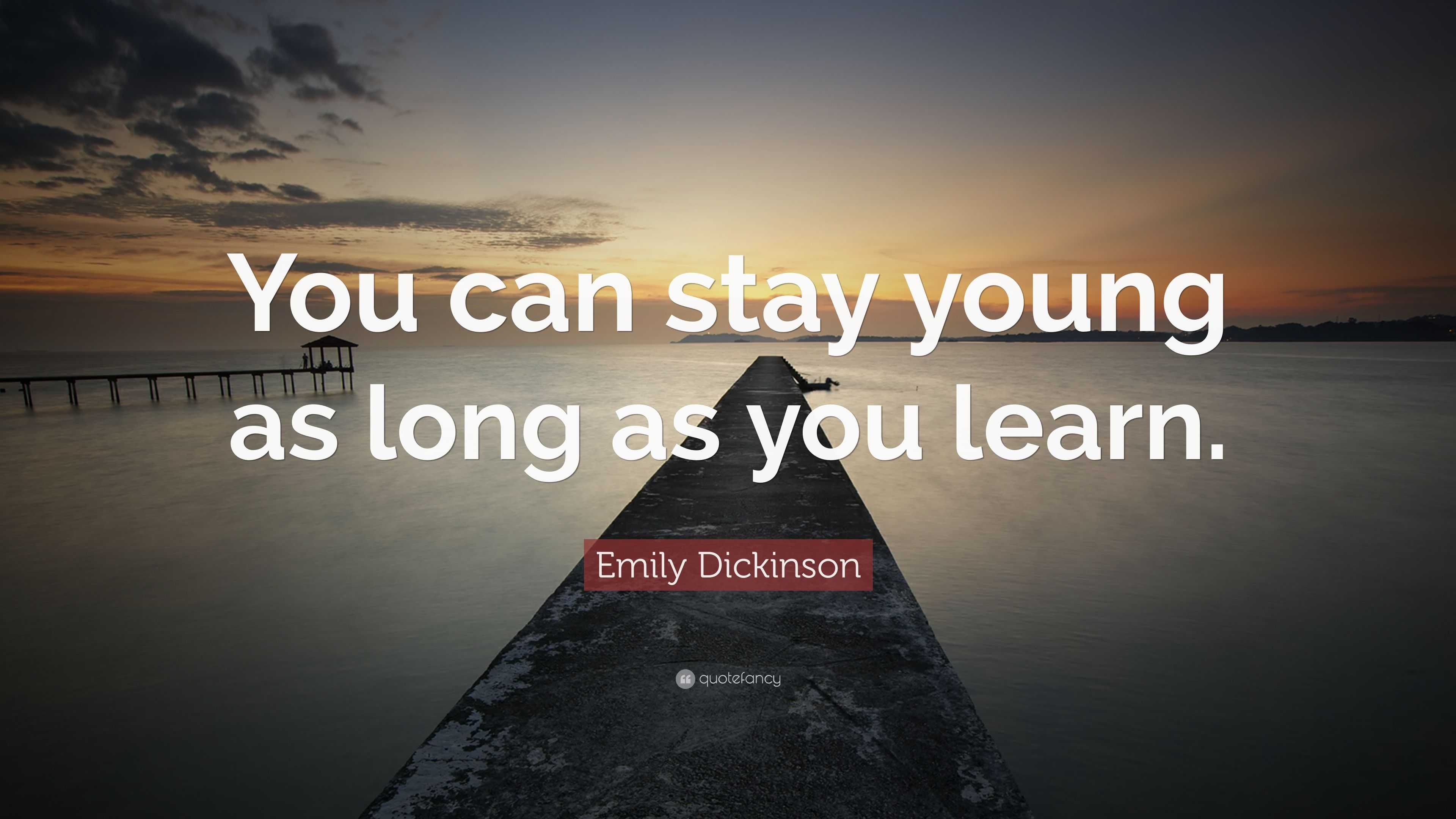 Emily Dickinson Quote: “You can stay young as long as you learn.”