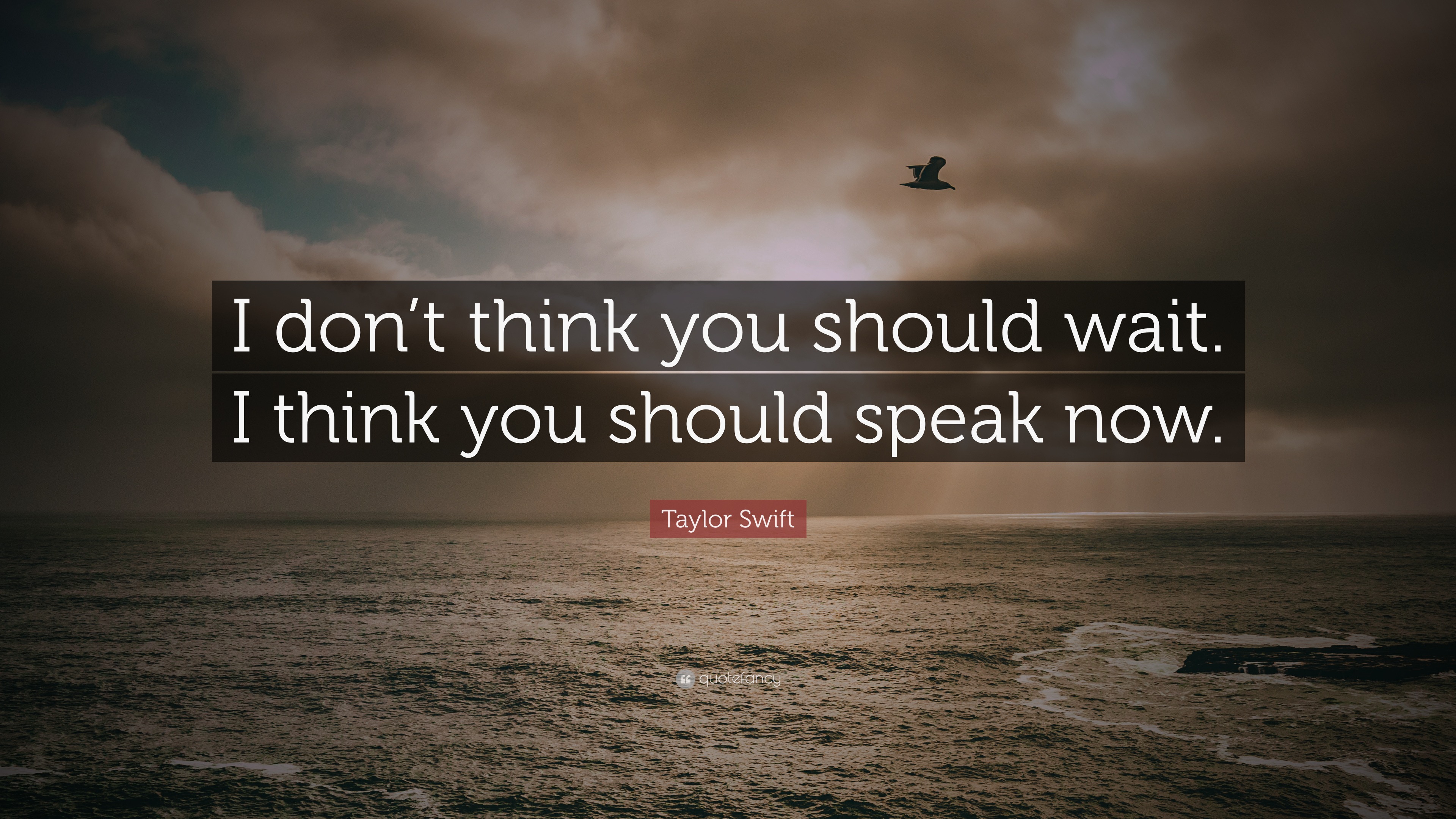 Taylor Swift Quote I Don T Think You Should Wait I Think You Should Speak Now