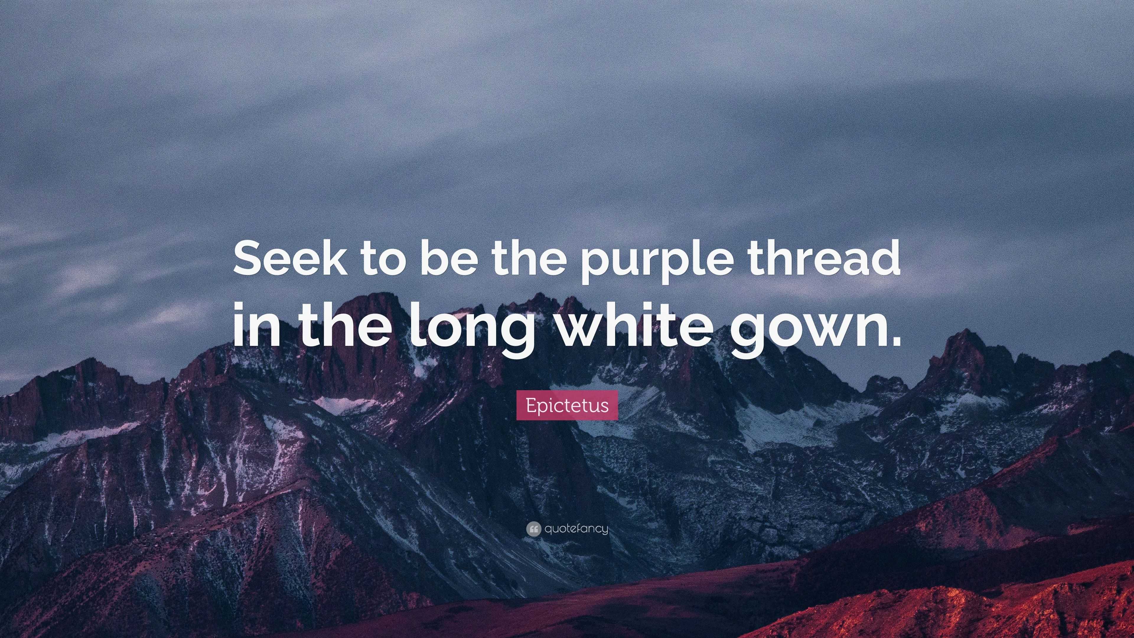 Epictetus Quote: “Seek to be the purple thread in the long white gown.”