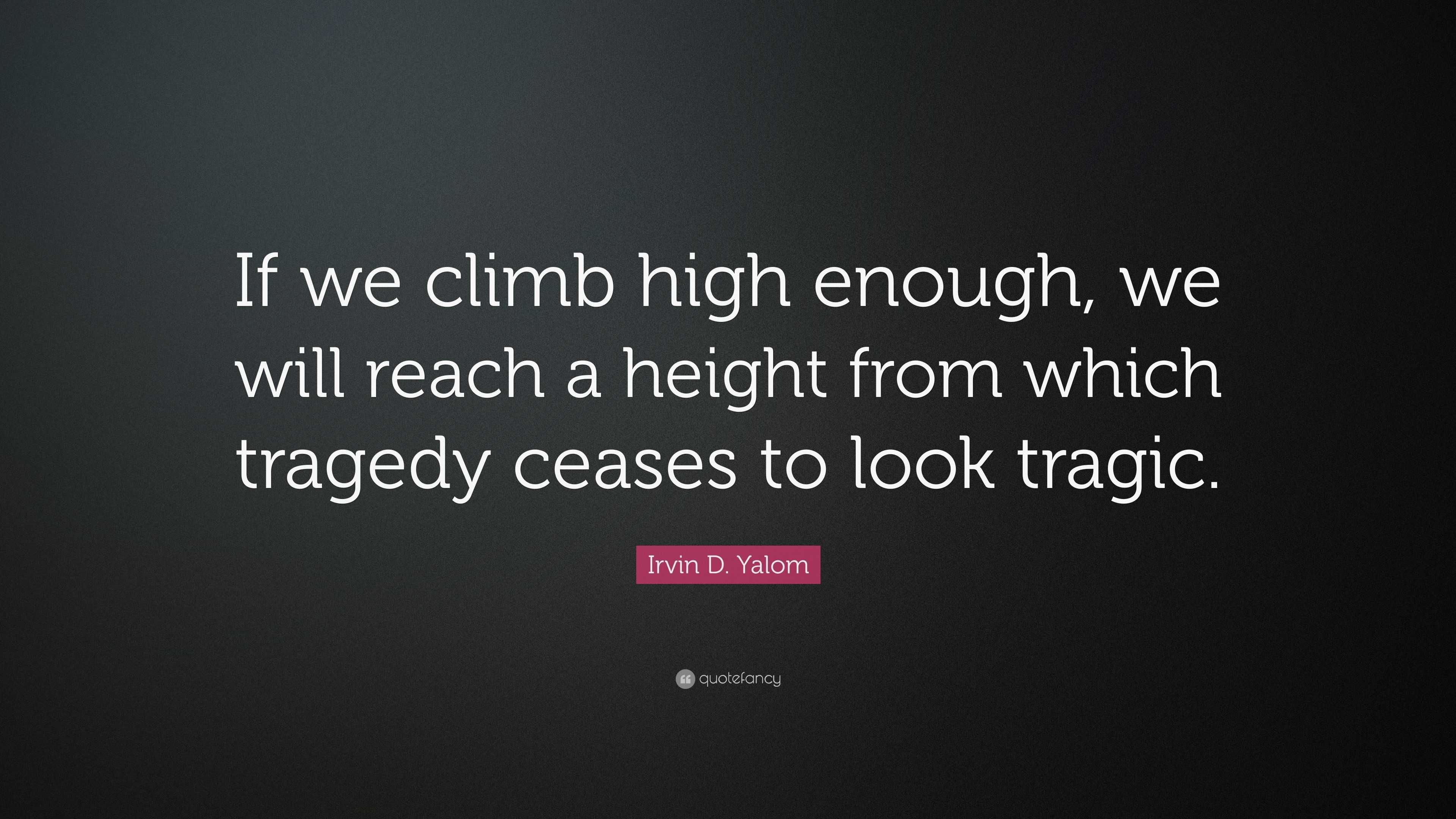 Irvin D. Yalom Quote: “If we climb high enough, we will reach a height ...