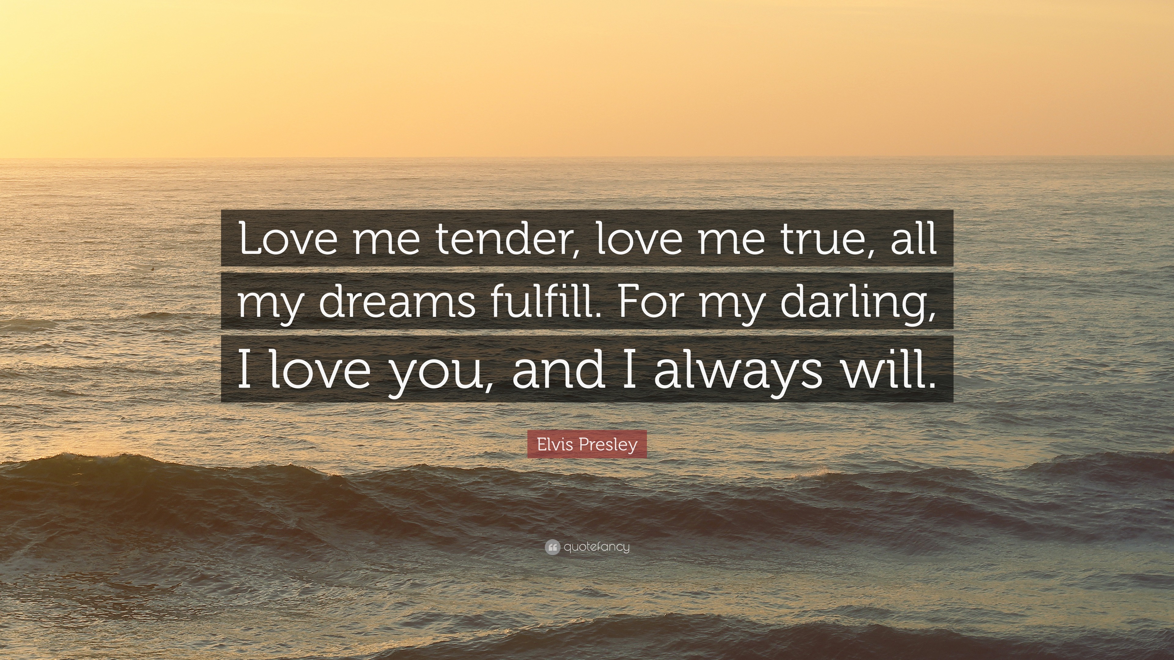 Elvis Presley Quote “Love me tender, love me true, all my dreams