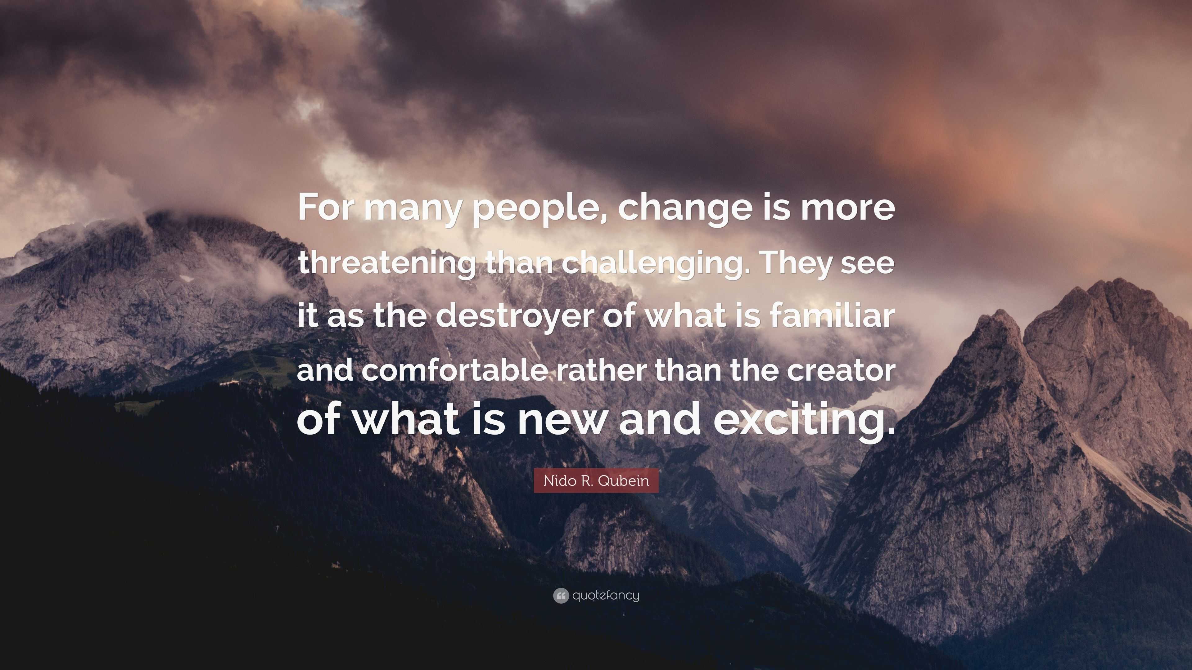 Nido R. Qubein Quote: “For Many People, Change Is More Threatening Than ...