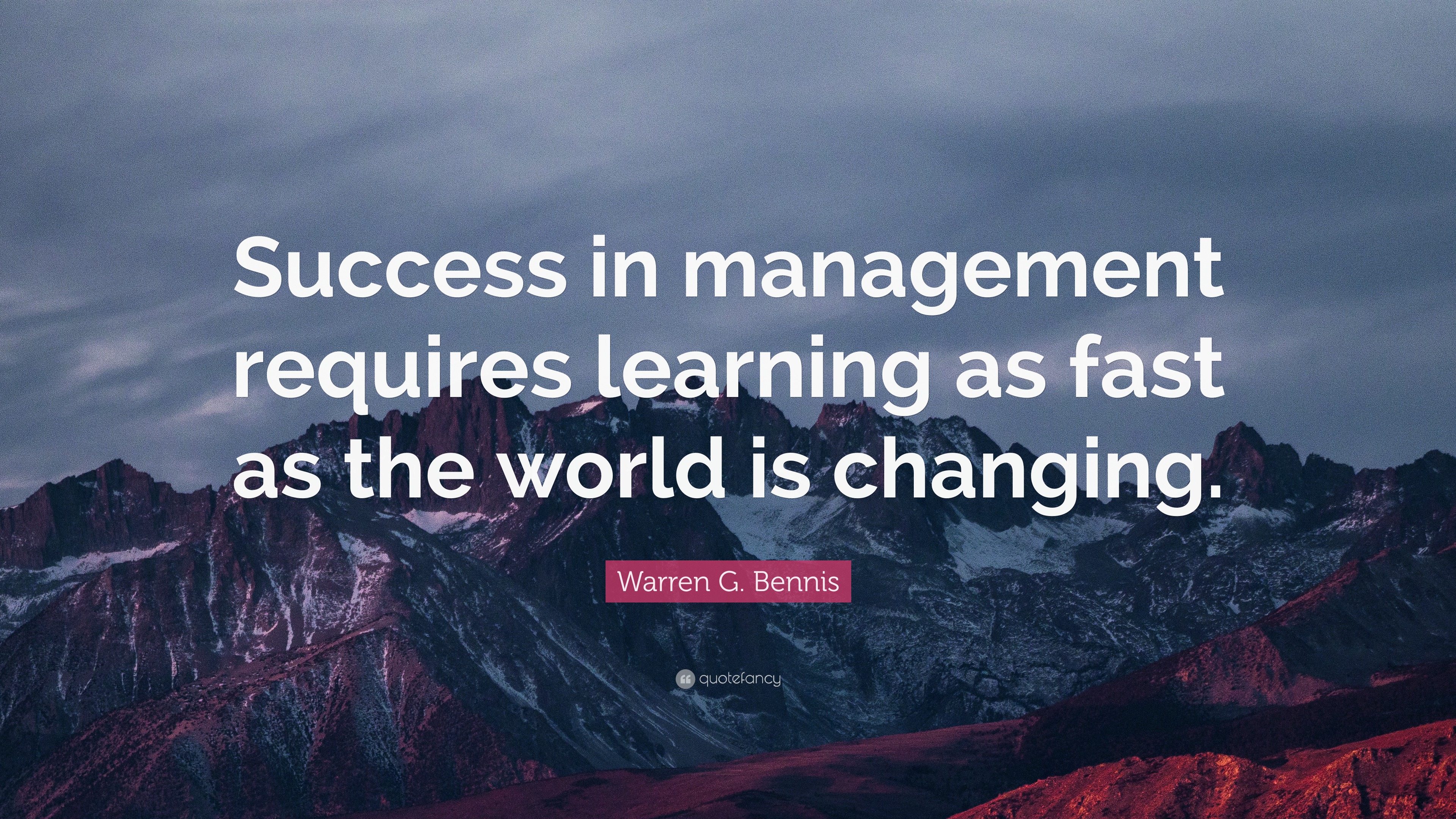 Warren G. Bennis Quote “Success in management requires learning as
