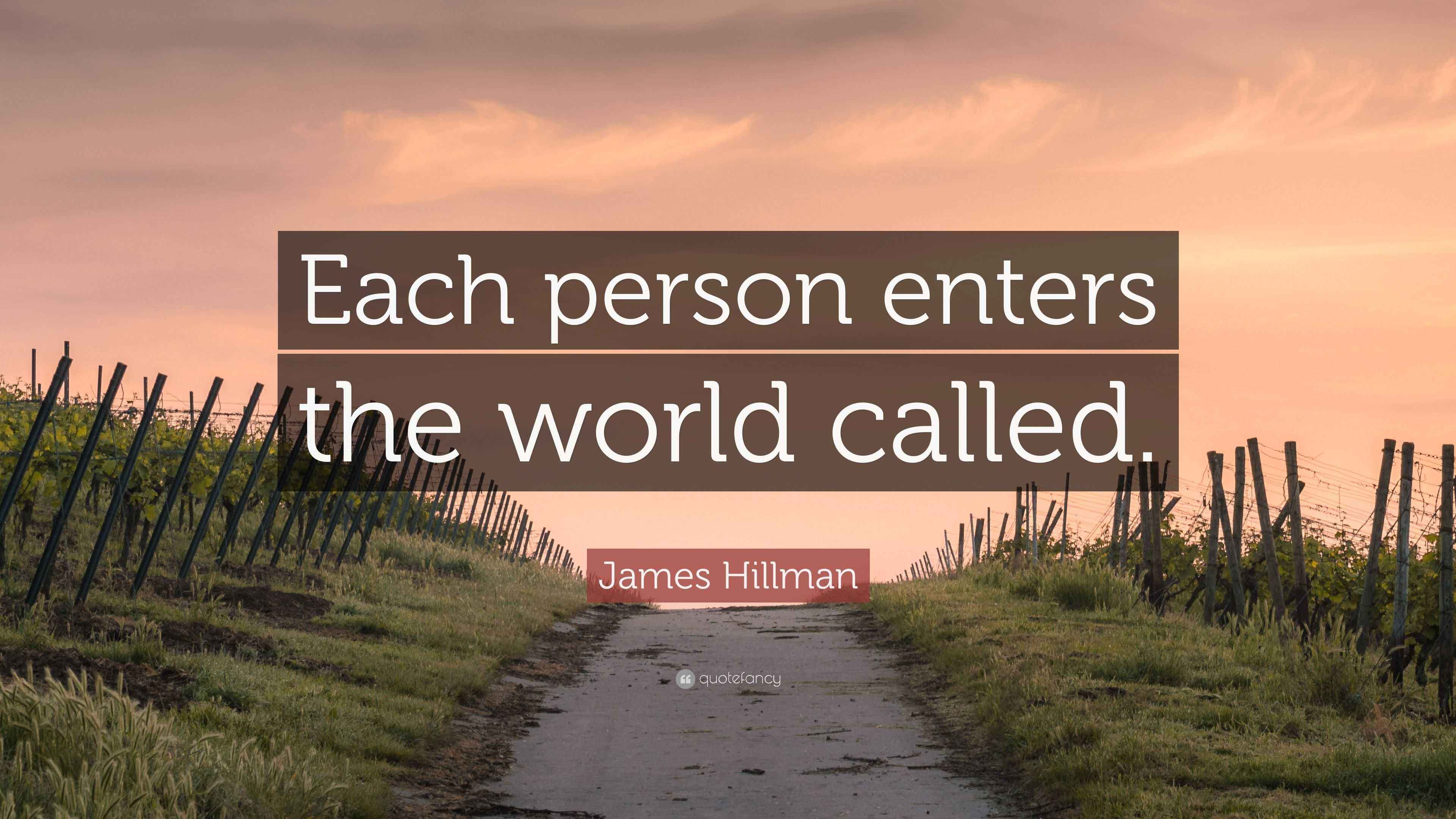 James Hillman Quote: “Each person enters the world called.”