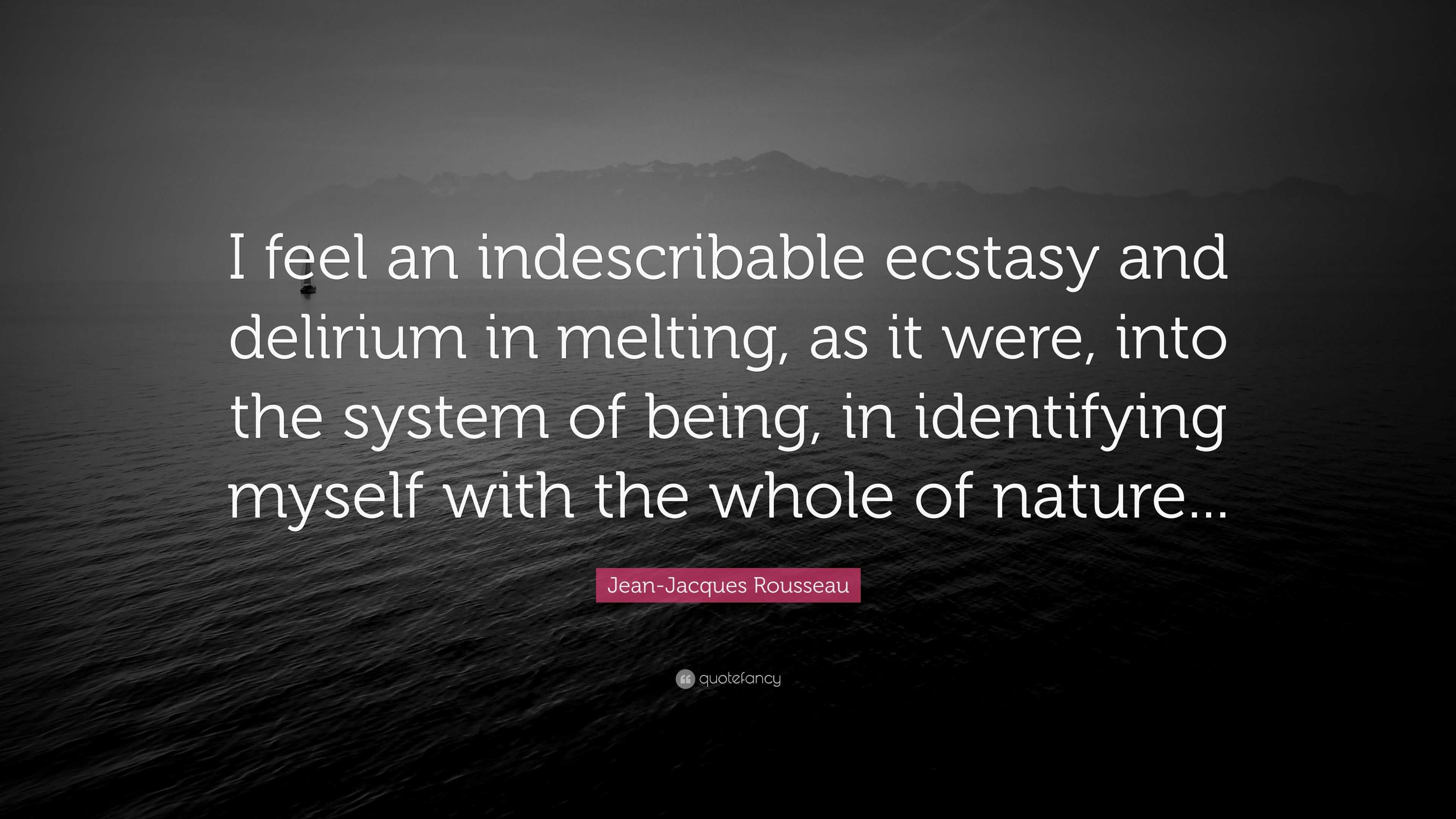 Jean-Jacques Rousseau Quote: “I feel an indescribable ecstasy and