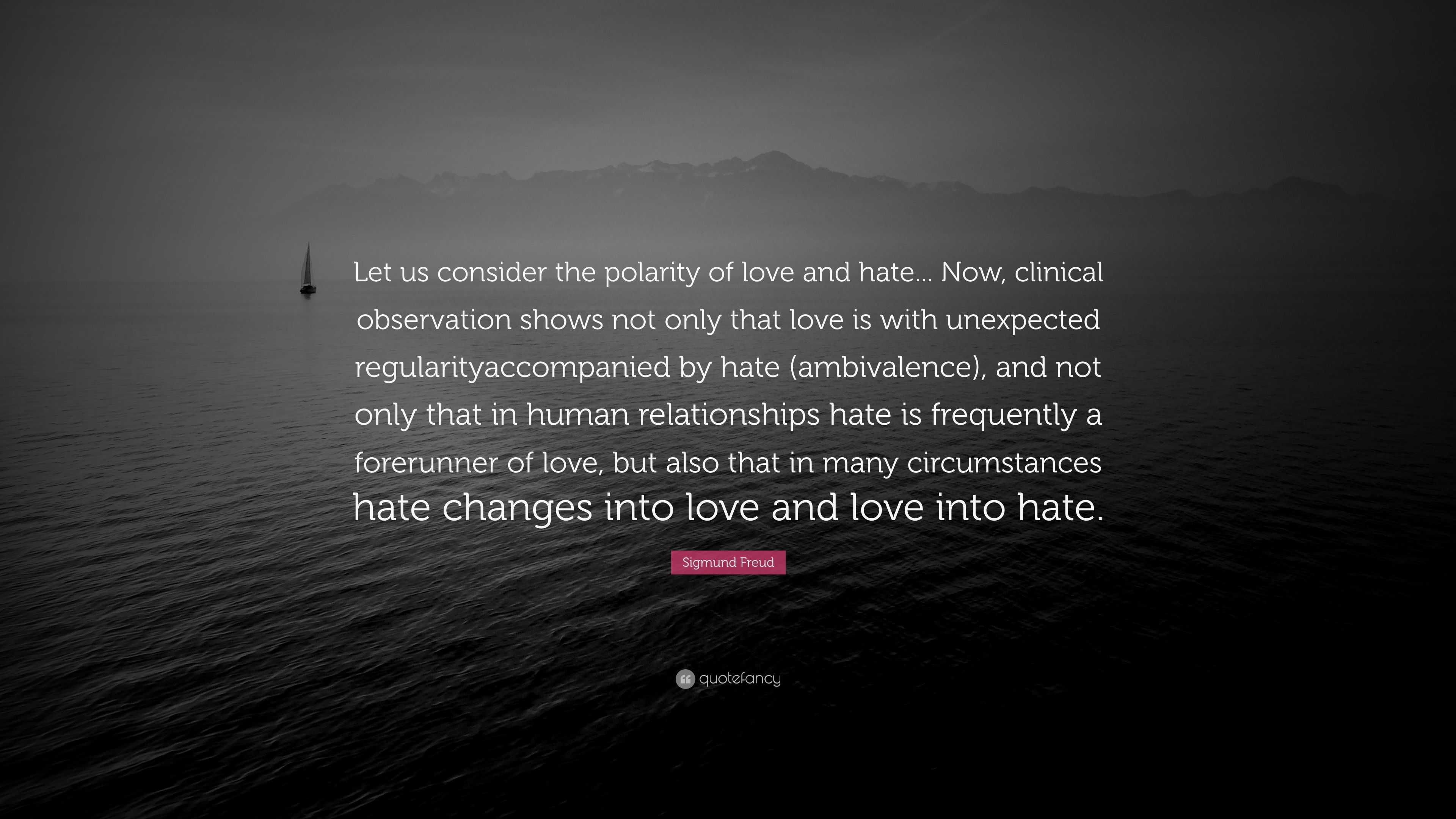 Sigmund Freud Quote “Let us consider the polarity of love and hate