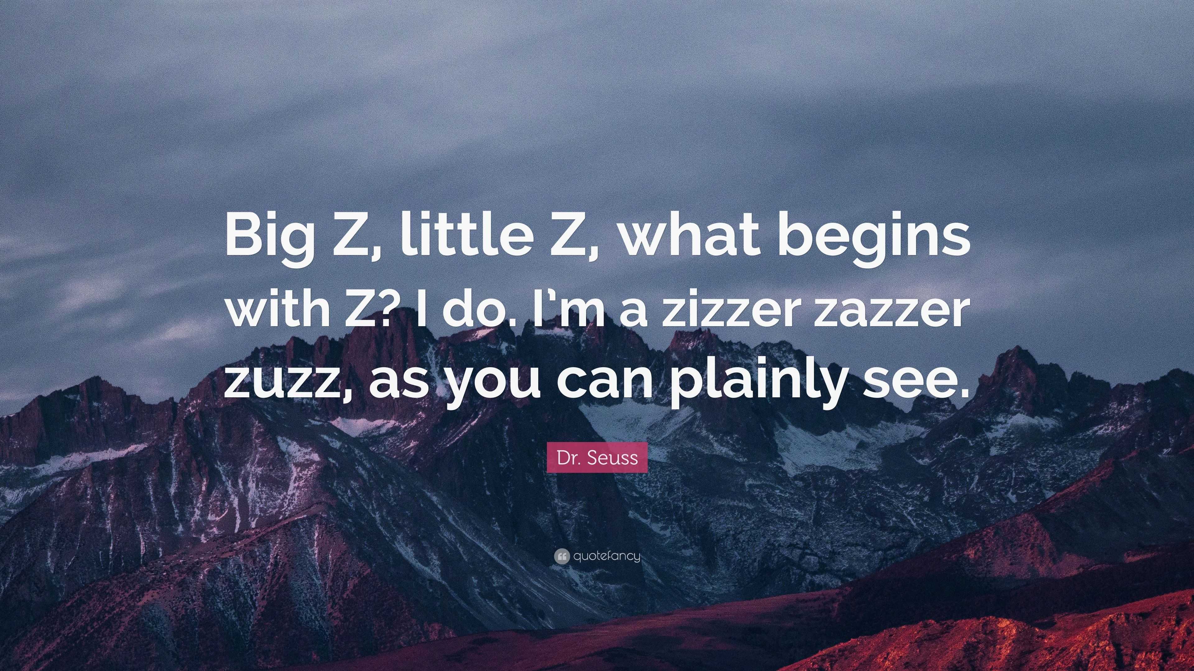 “Big Z, little Z, what begins with Z? I do. I’m a zizzer zazzer zuzz