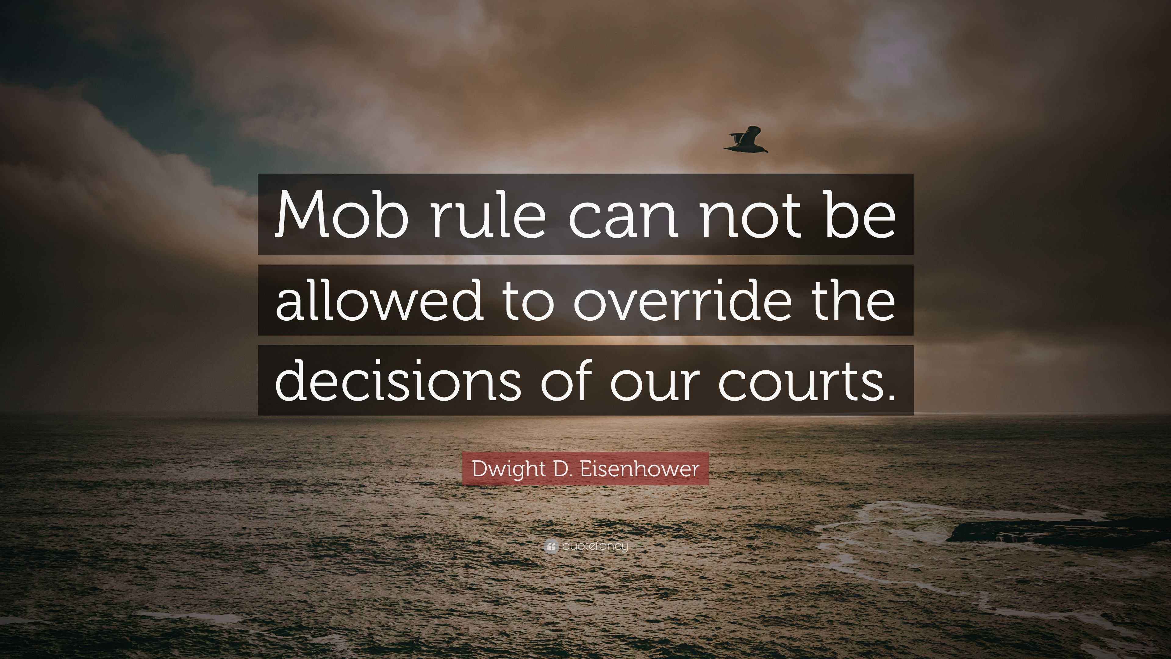 Dwight D. Eisenhower Quote “Mob rule can not be allowed to override