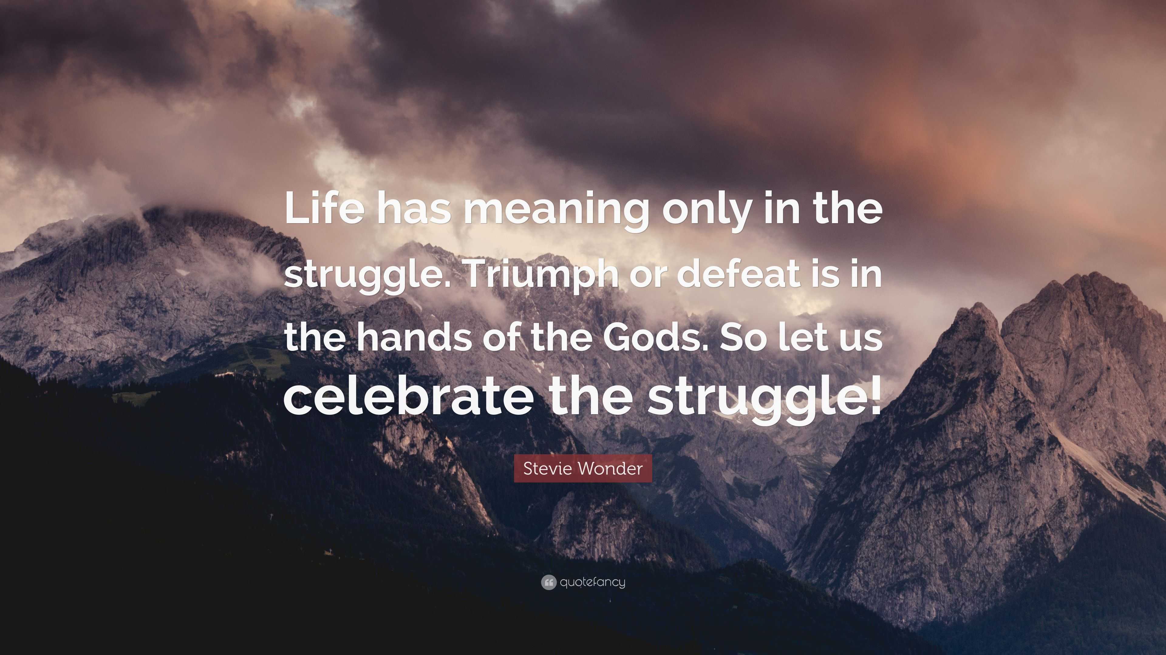 Stevie Wonder Quote: “Life has meaning only in the struggle. Triumph or ...