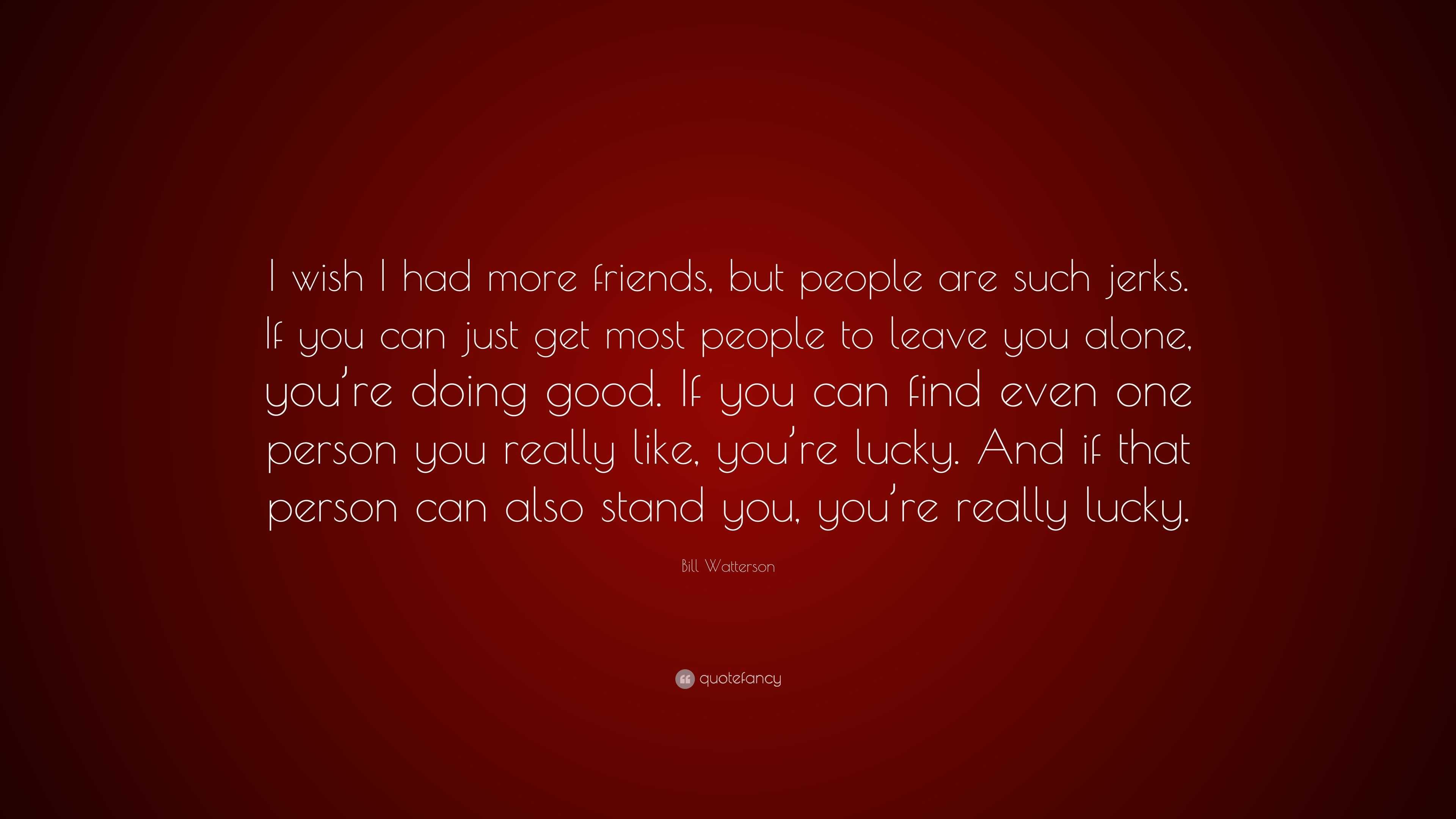 Bill Watterson Quote: “I wish I had more friends, but people are such ...