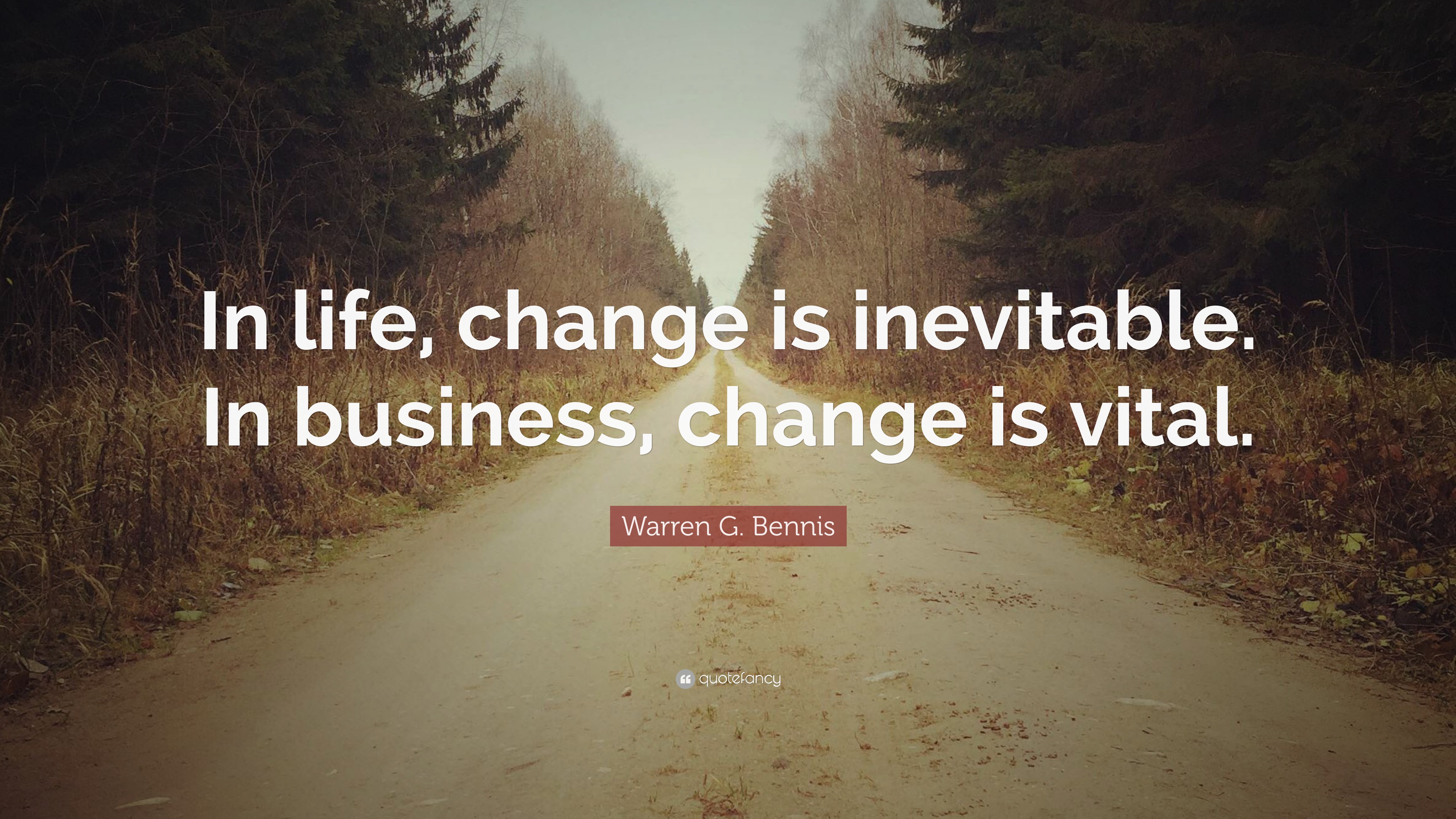 Warren G. Bennis Quote: “In life, change is inevitable. In business