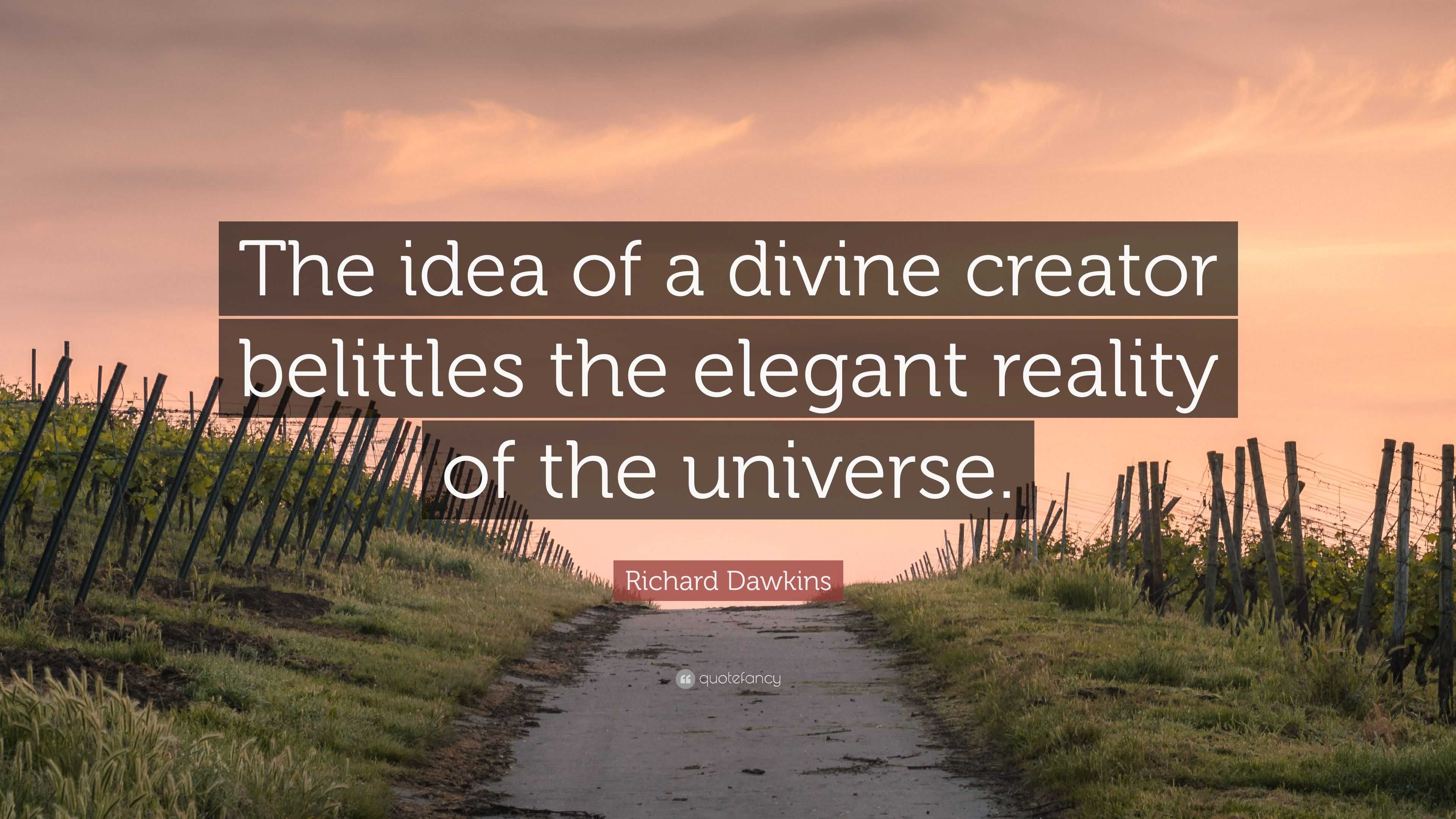 Richard Dawkins Quote: “The idea of a divine creator belittles the ...