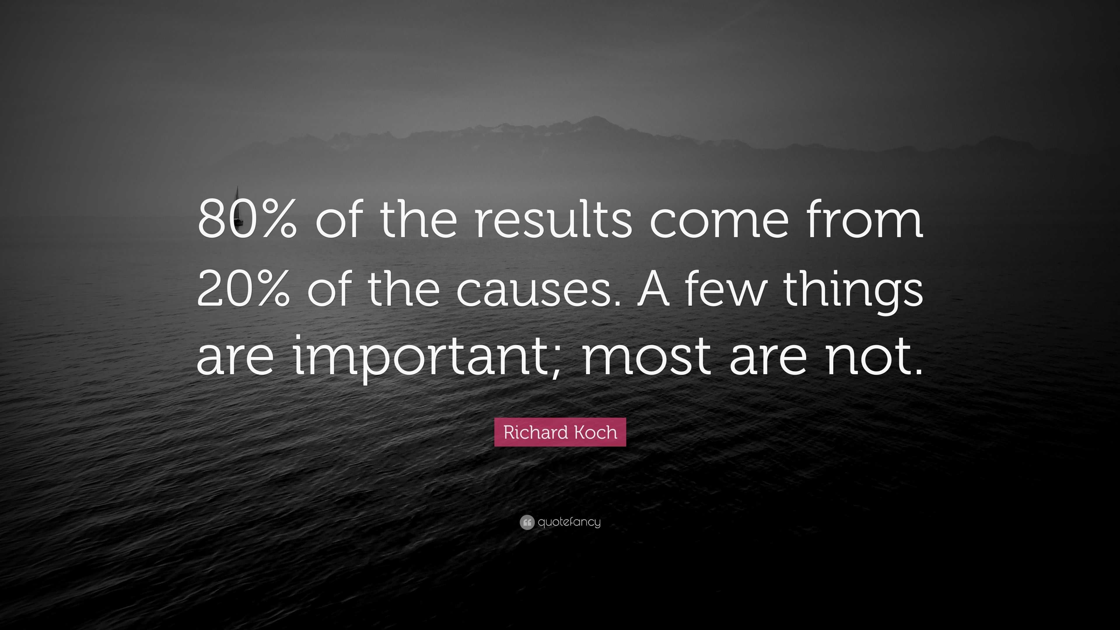 Richard Koch Quote: “80% of the results come from 20% of the causes. A ...