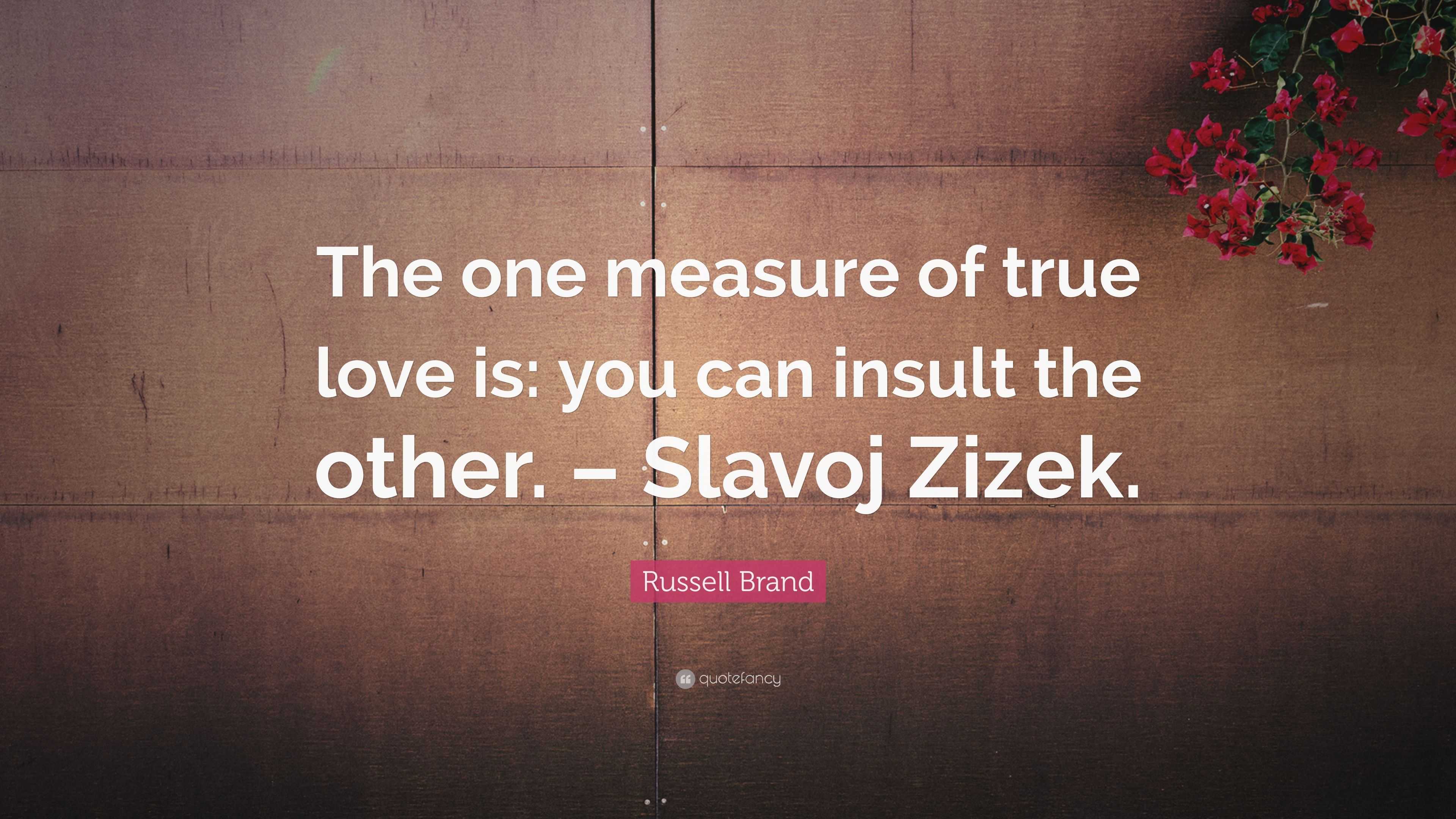 Russell Brand Quote “The one measure of true love is you can insult